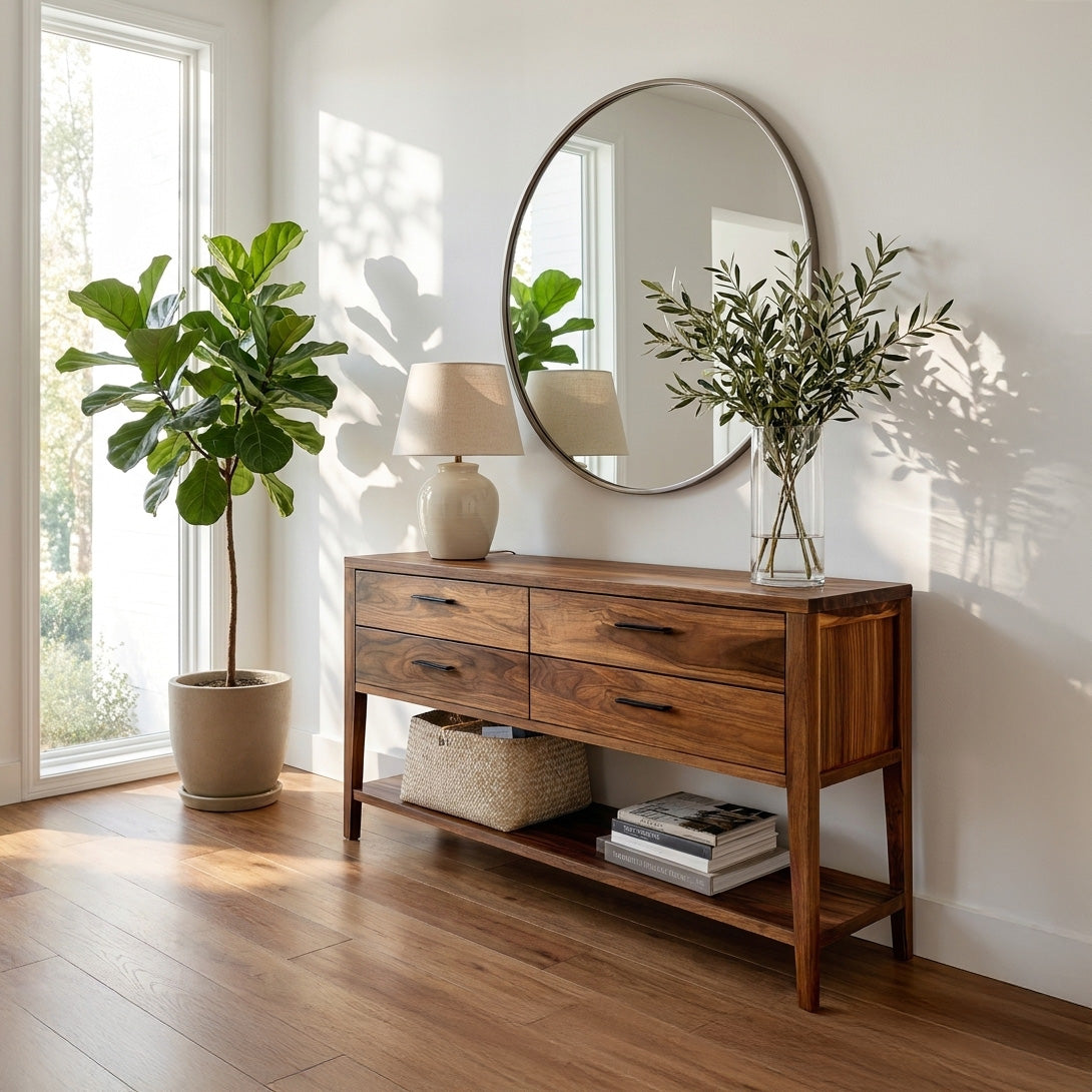 Modern Wood Console Table With Storage For Hallway Styling RTTHHNCS028