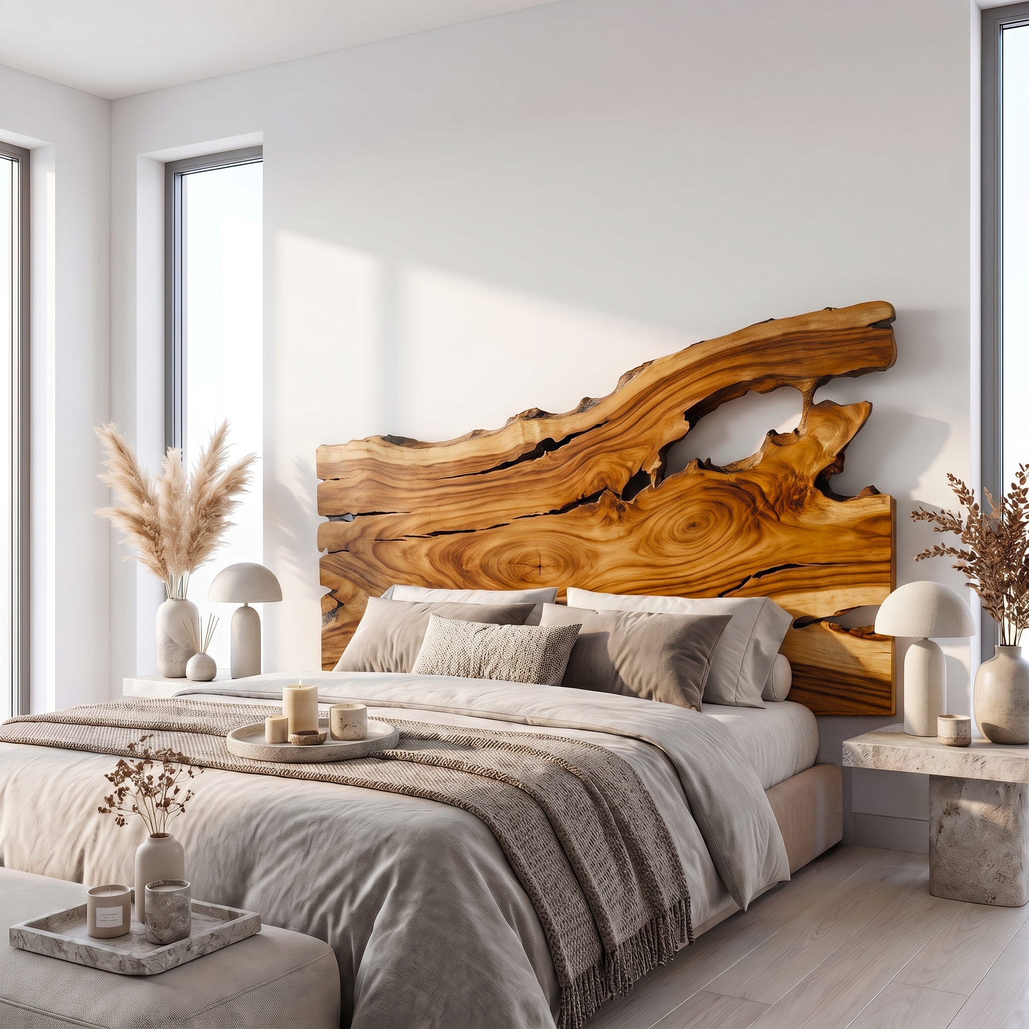 Organic Driftwood Headboard Wooden Bed Headboard For Bedroom SINLSAHB057