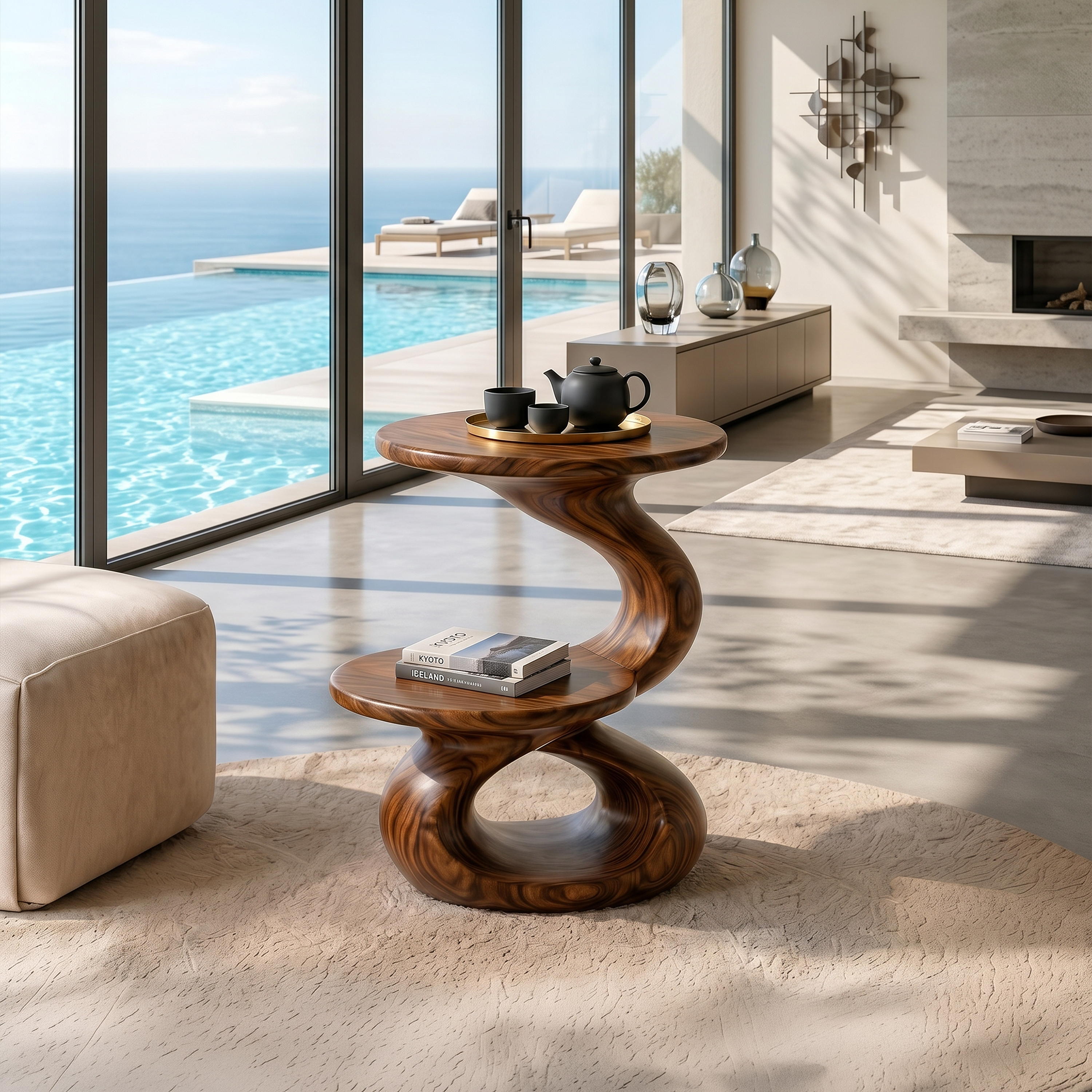 Minimalist Open Shelf Side Table Coastal Villa SILDTTRSTA018