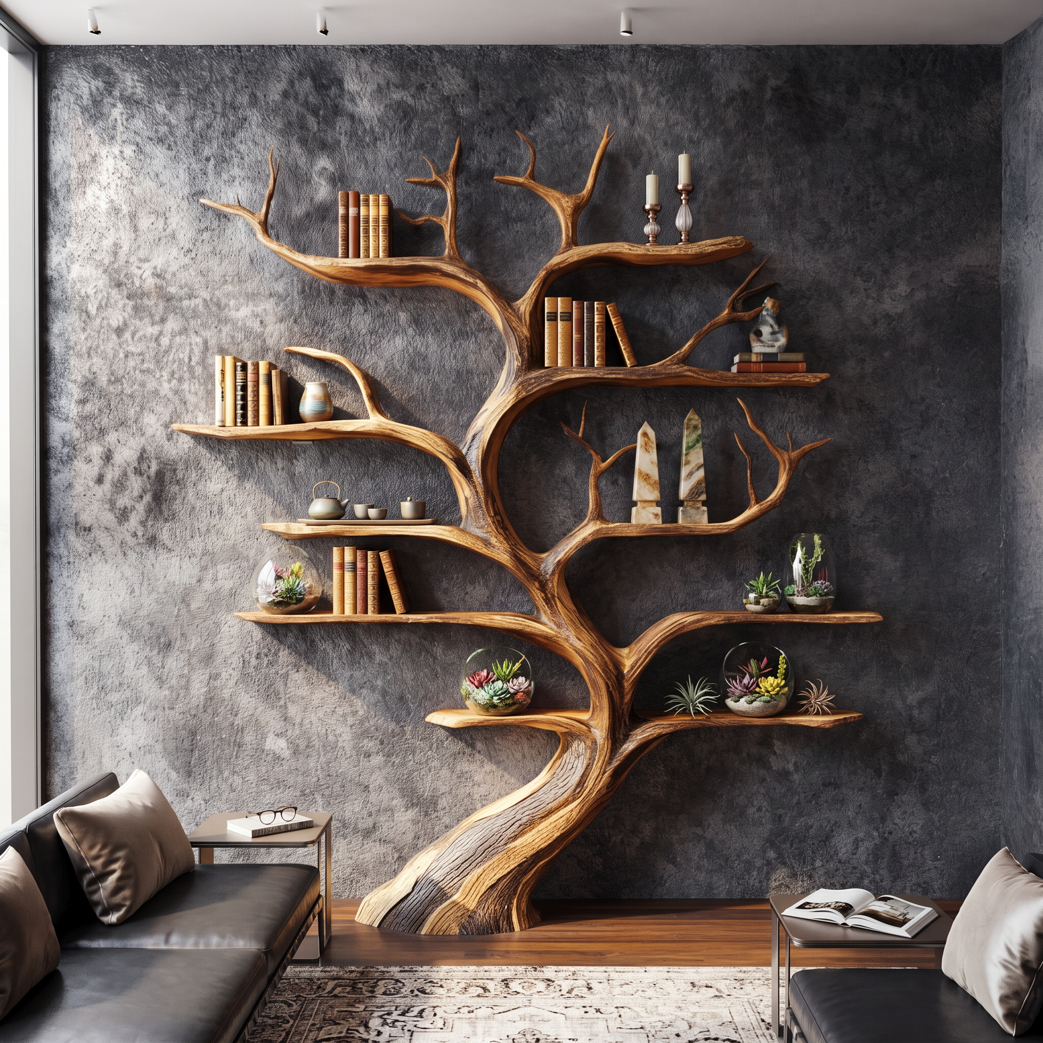 Rustic Tree Shelf Handmade Wood Wall Mounted Gift SINLSATB194