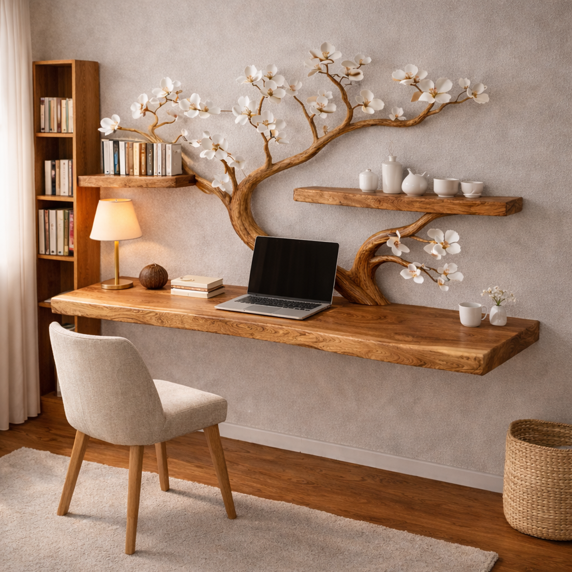 Organic Tree Branch Sculptural Wall Mounted Desk For Home Office SINLKIDK088