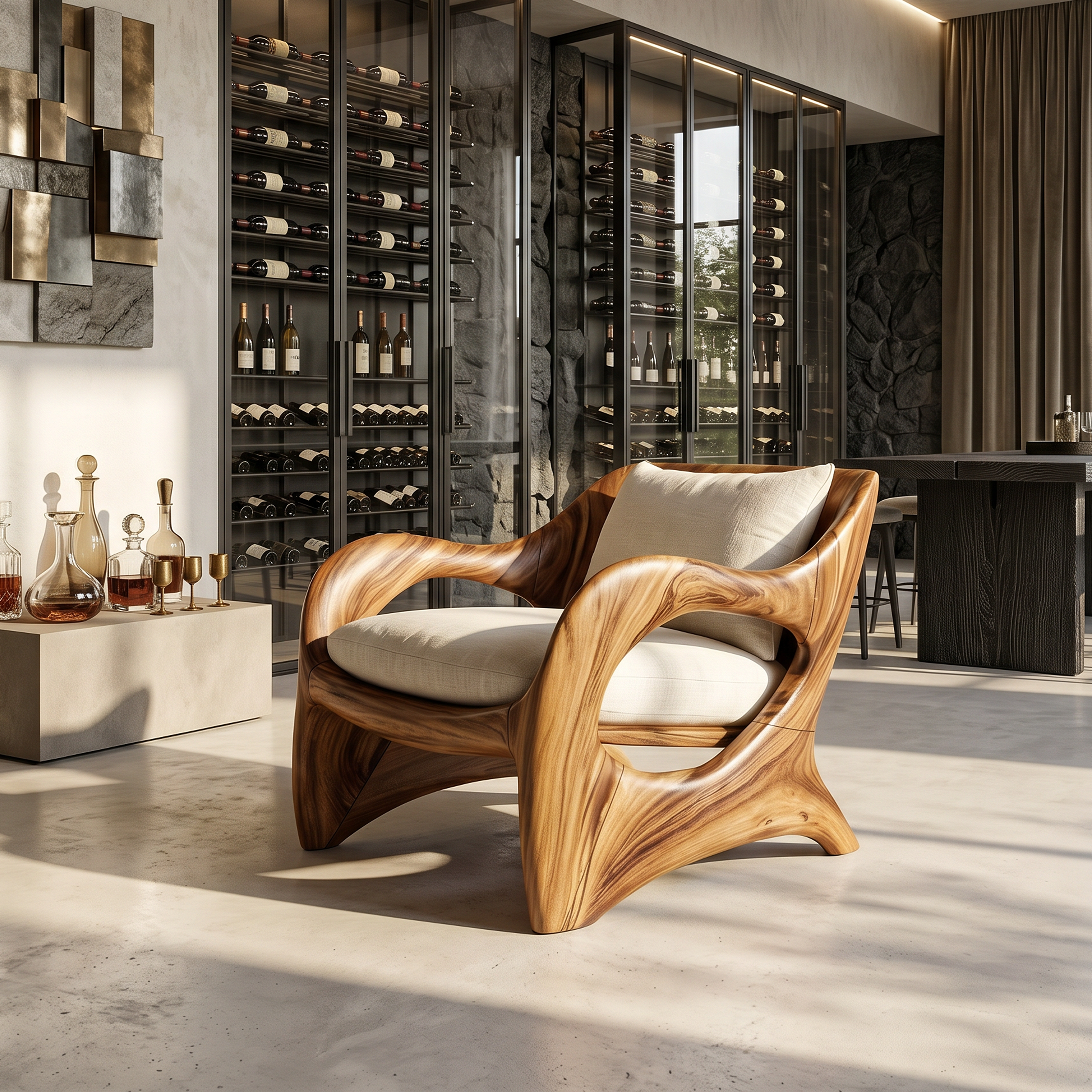 Elegant Curved Wood Accent Chair for Luxury Bedroom Retreats SILDTTRCHR024