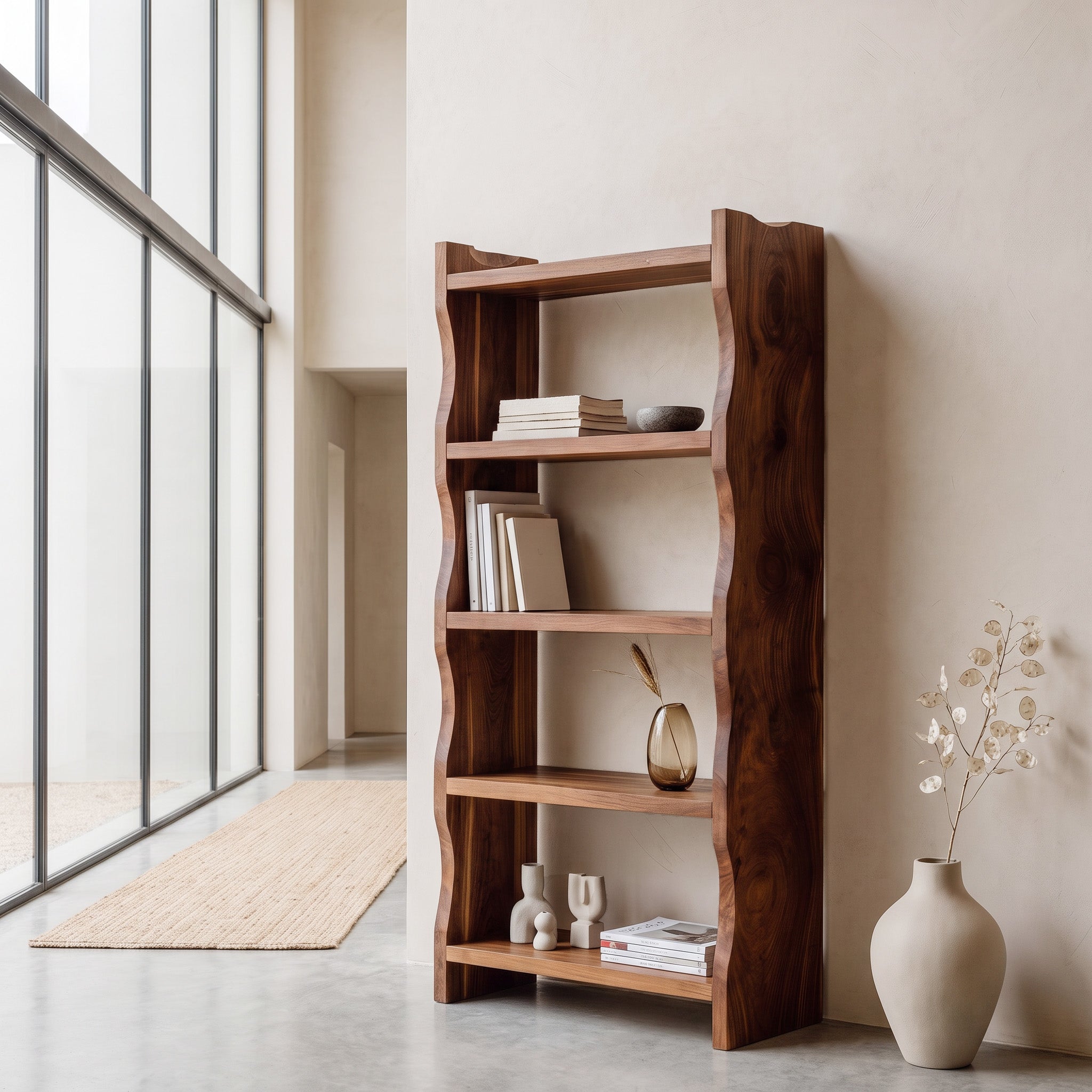 Modern Vertical Bookshelf With Natural Grain Design For Living RTTHHNBS082