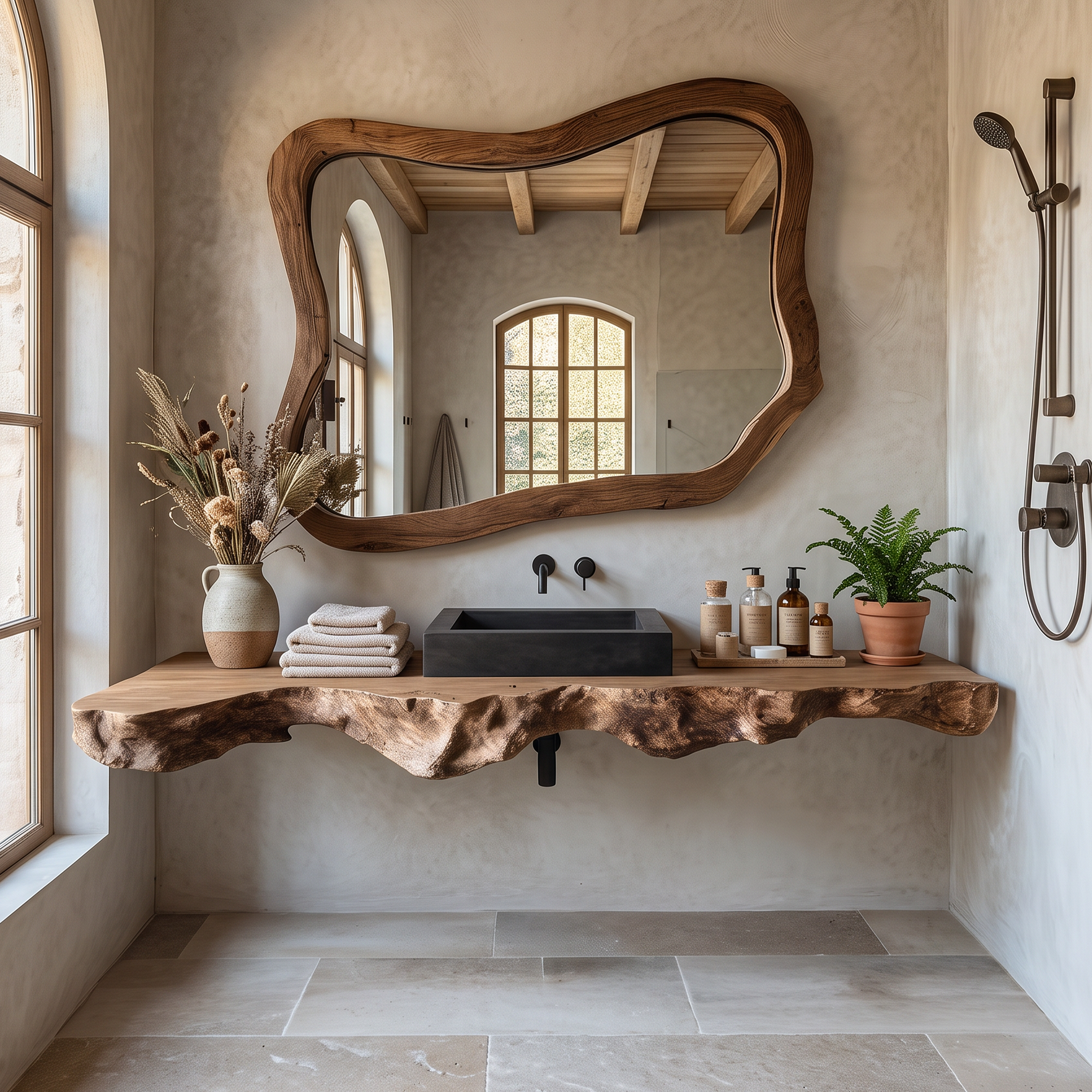 Live Edge Solid Wood Vanity For Rustic Bathroom SILDTTRBAS024