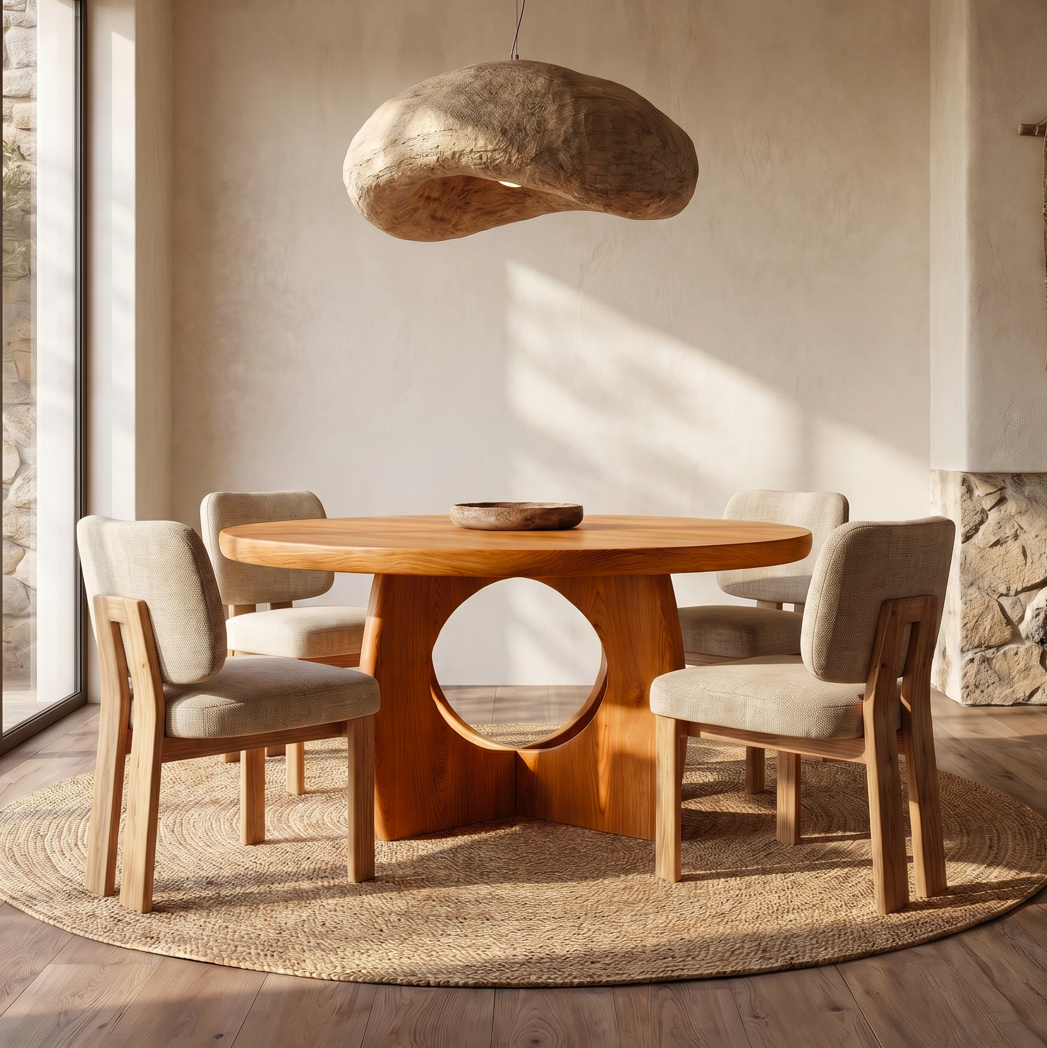 Organic Round Dining Table With Cutout Base For Dining Room SINLSADT169