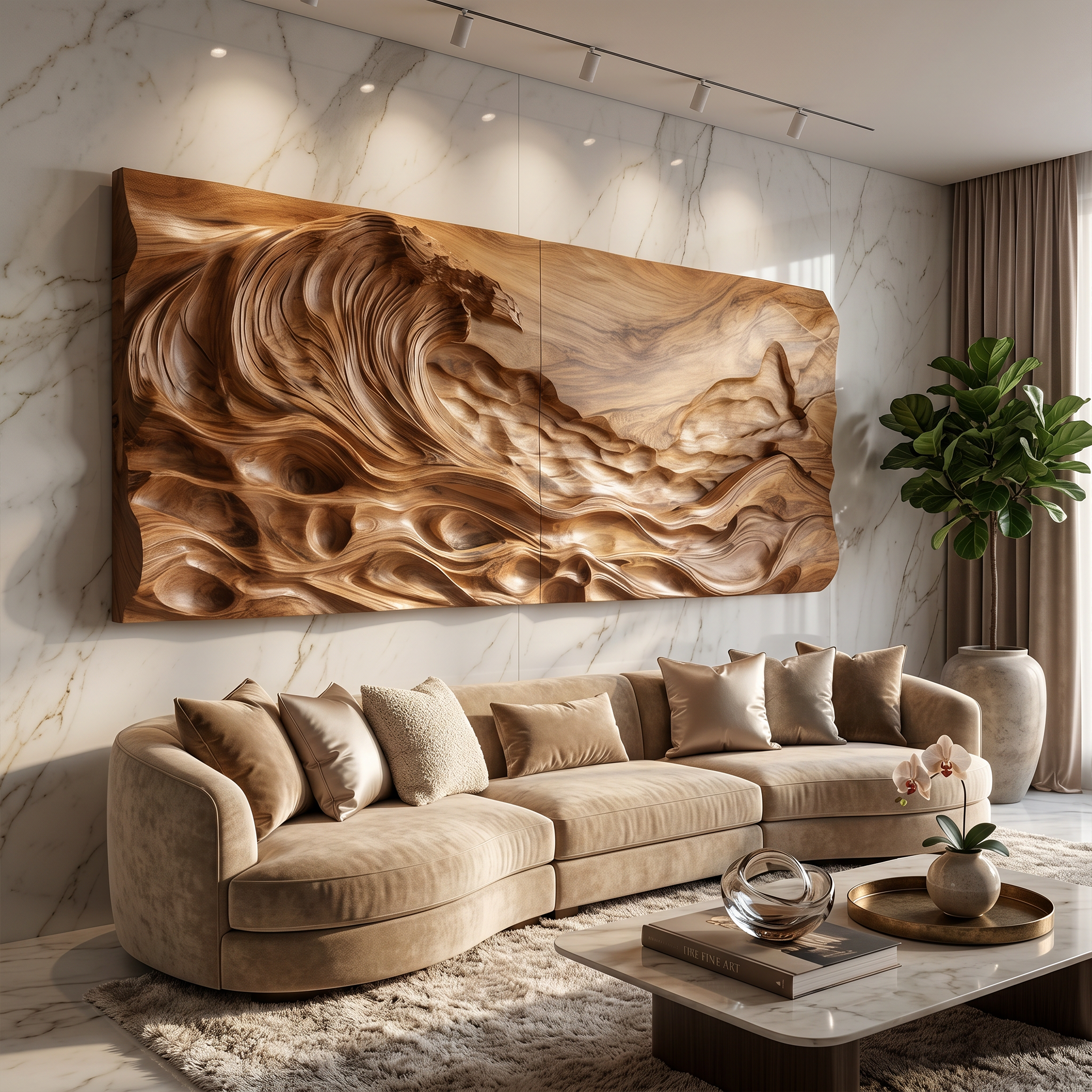 Textured Ocean Wave Wood Wall Art For Luxury Home Decoration SILDTTRWA076