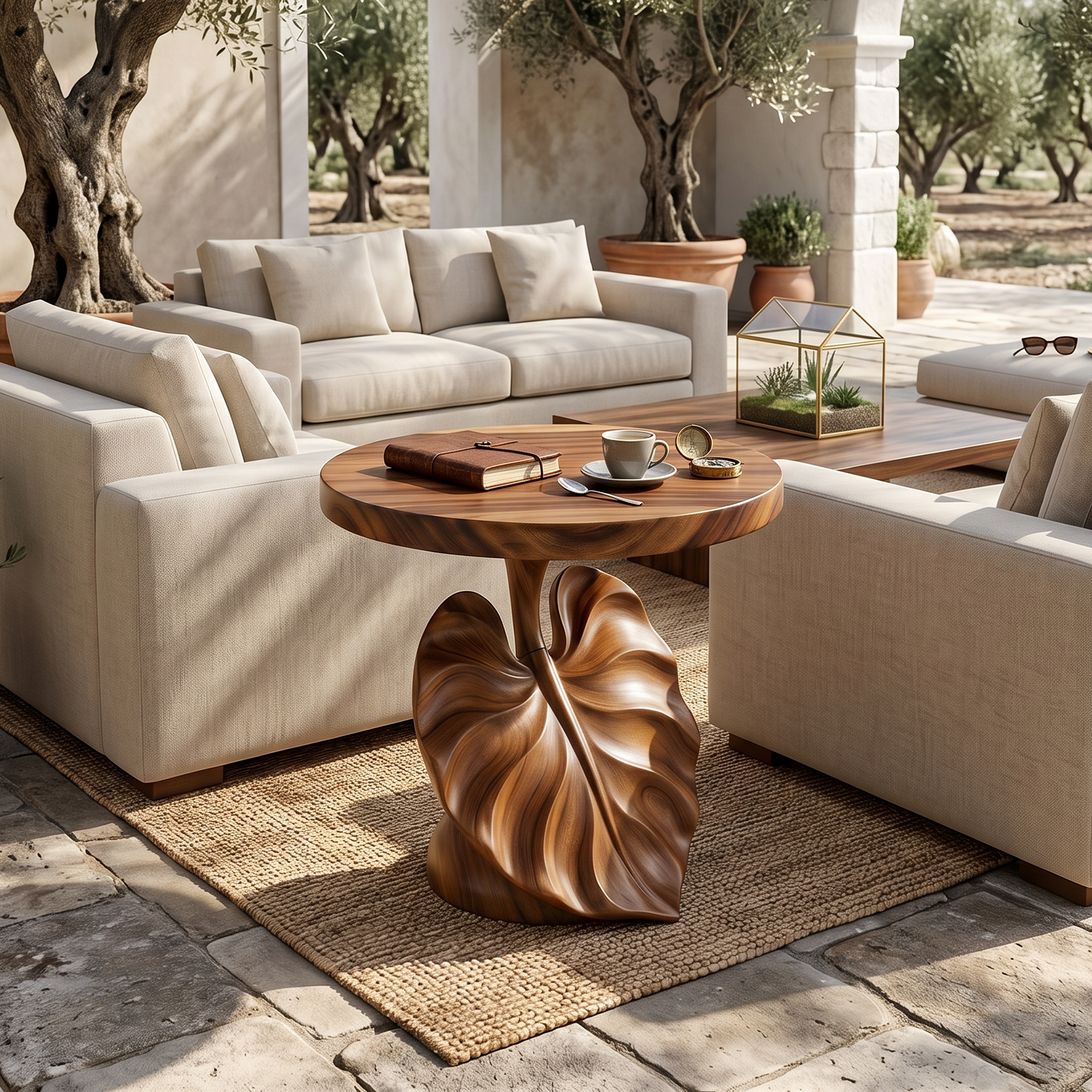 Mediterranean Sculptural Accent Table Courtyard Patio SILDTTRSTA039