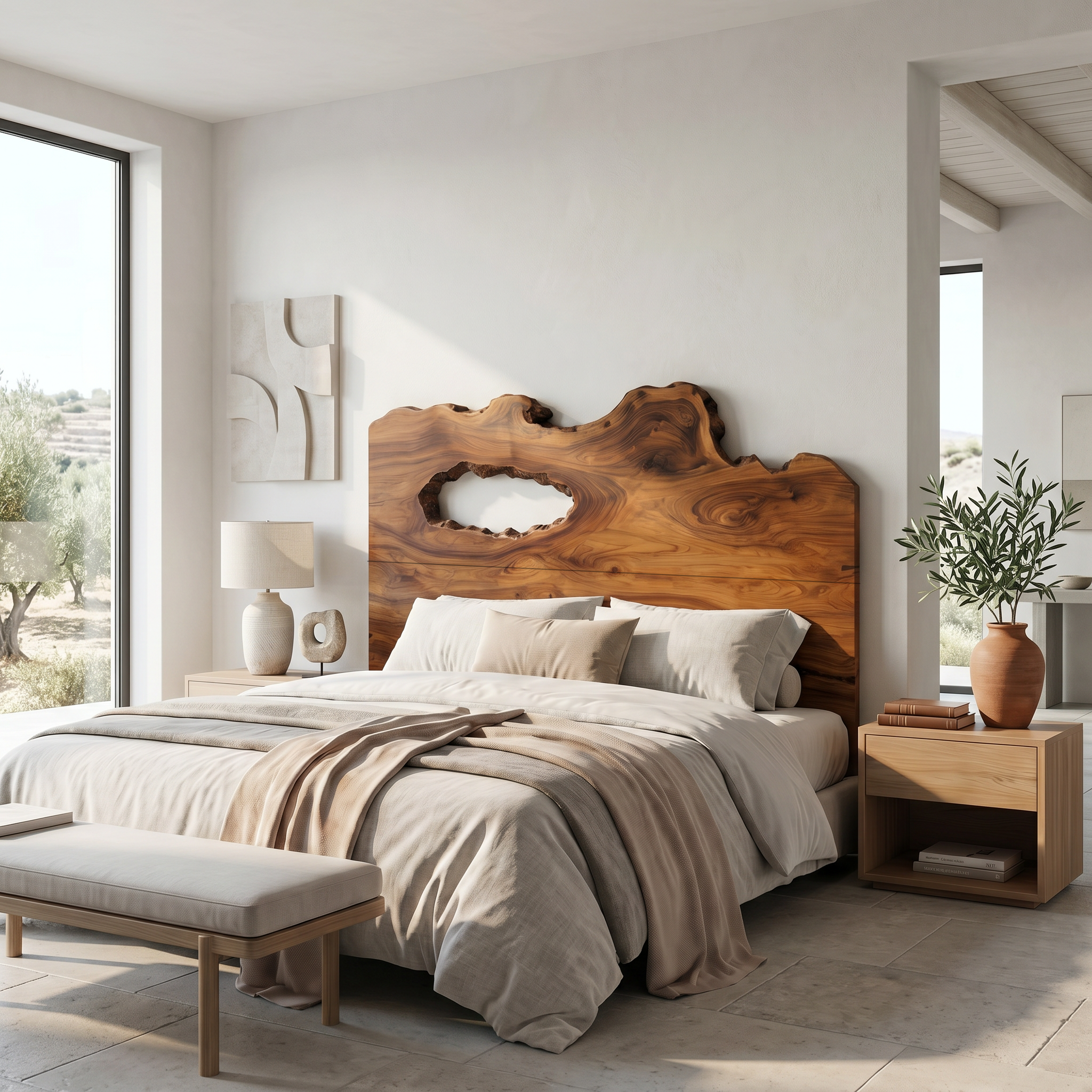 Rustic Natural Knot Headboard Wooden Bed Headboard For Bedroom SINLSAHB060