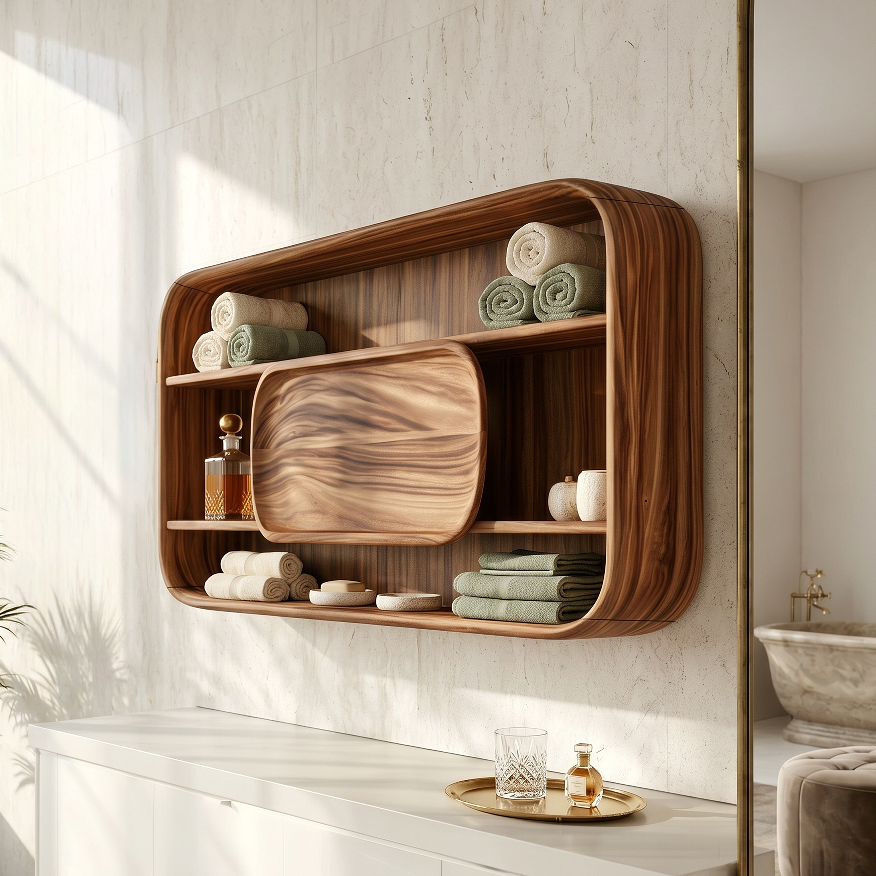 Contemporary Rounded Bathroom Cabinet Luxury Suite SILDTTRBRC011