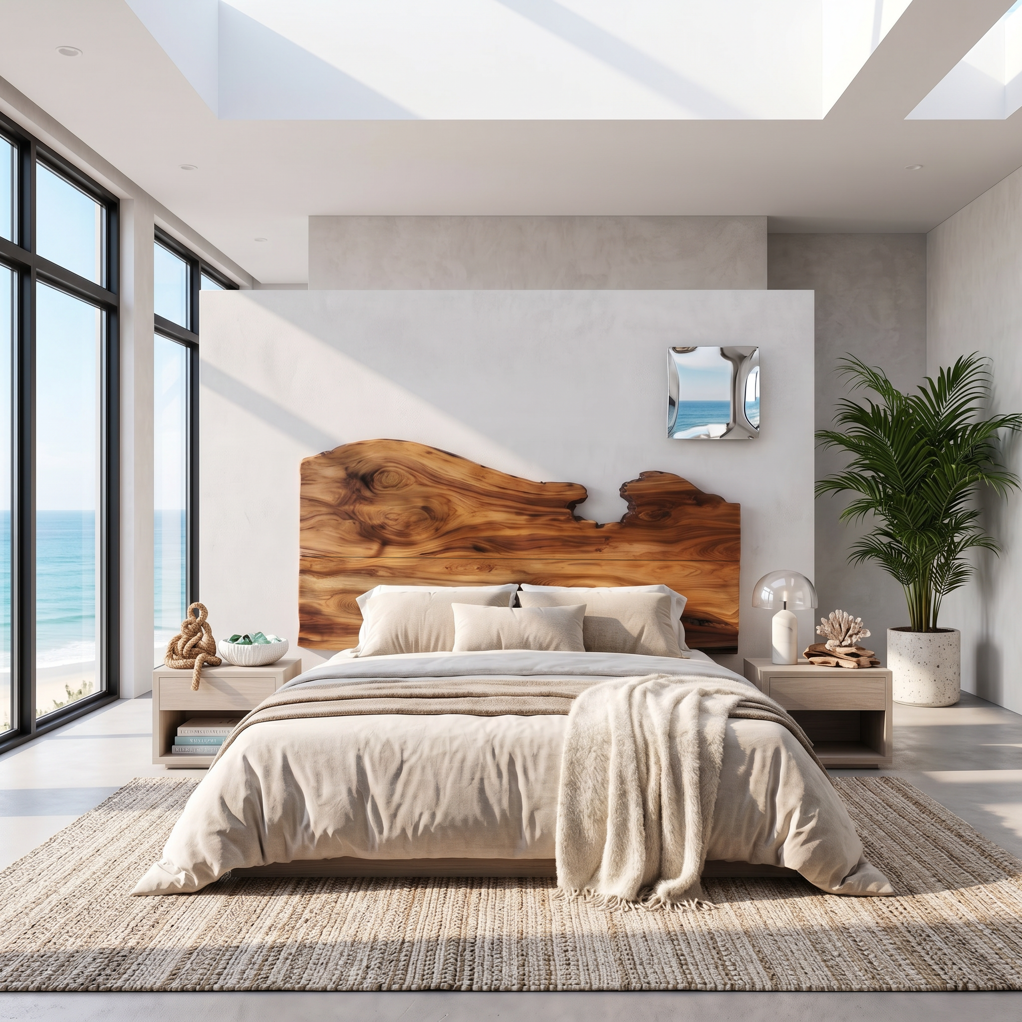 Contemporary Live Edge Headboard Wooden Bed Headboard For Bedroom SINLSAHB061