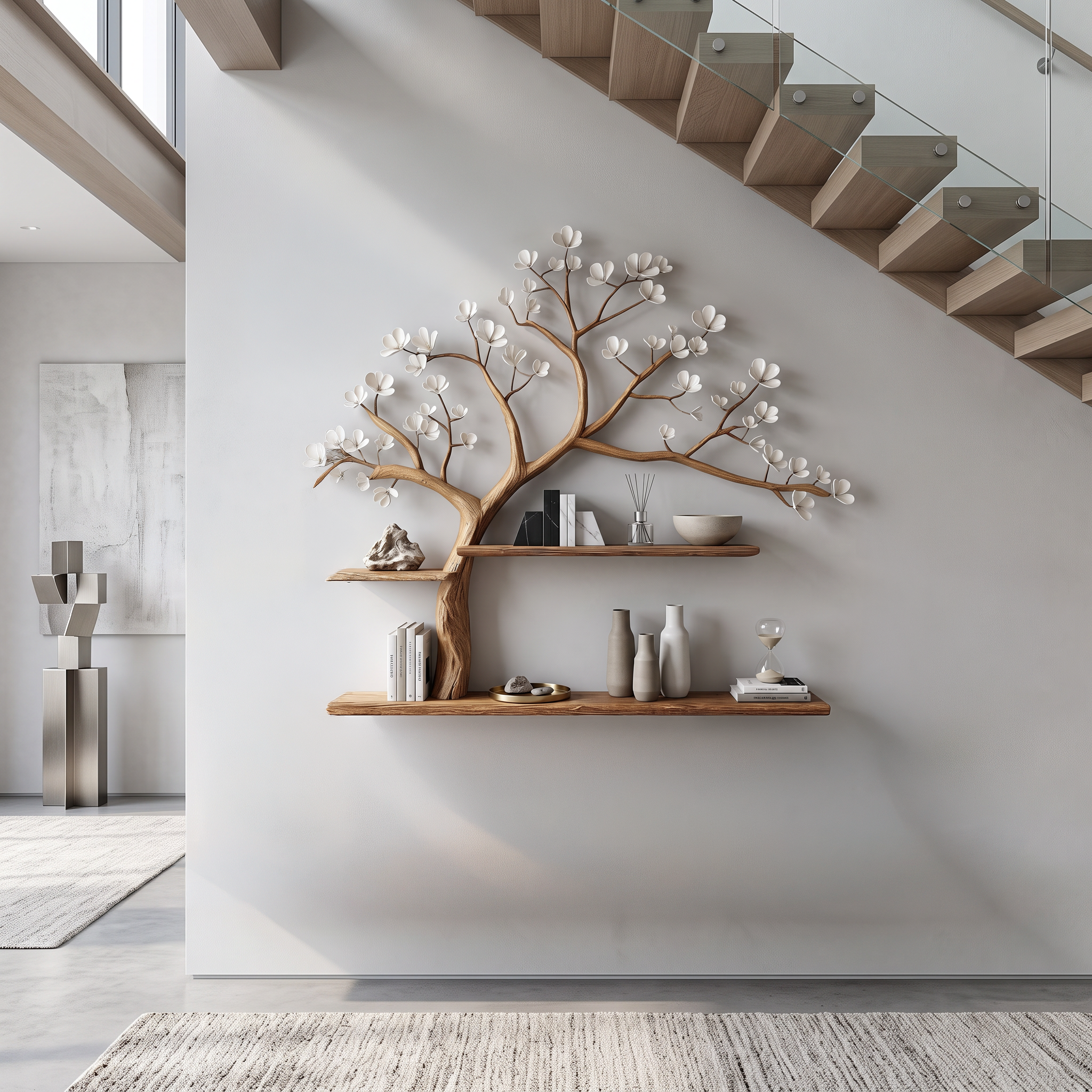 Rustic Tree Shelf Wall Living Room SINLSATBS024