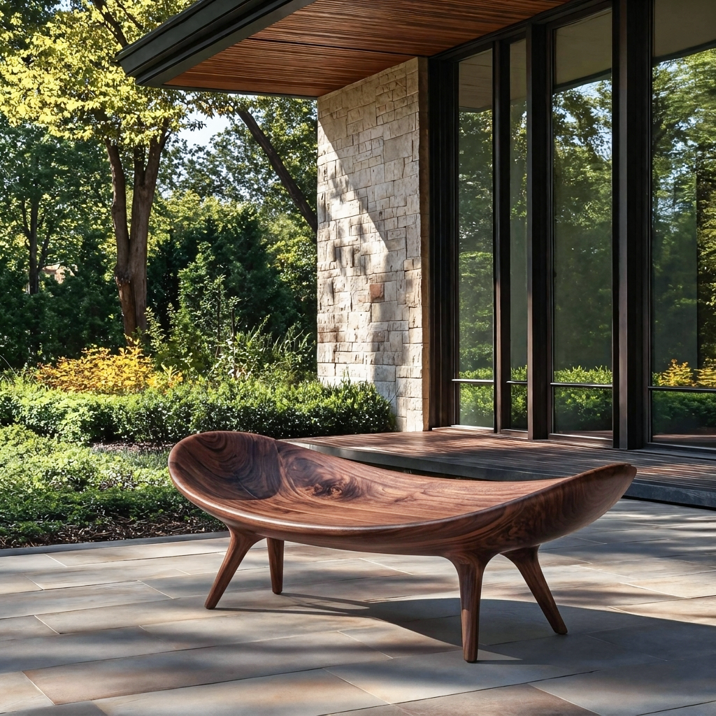 Sculptural Outdoor Bench For Garden Or Relaxed Spaces RTTHTTGDB004