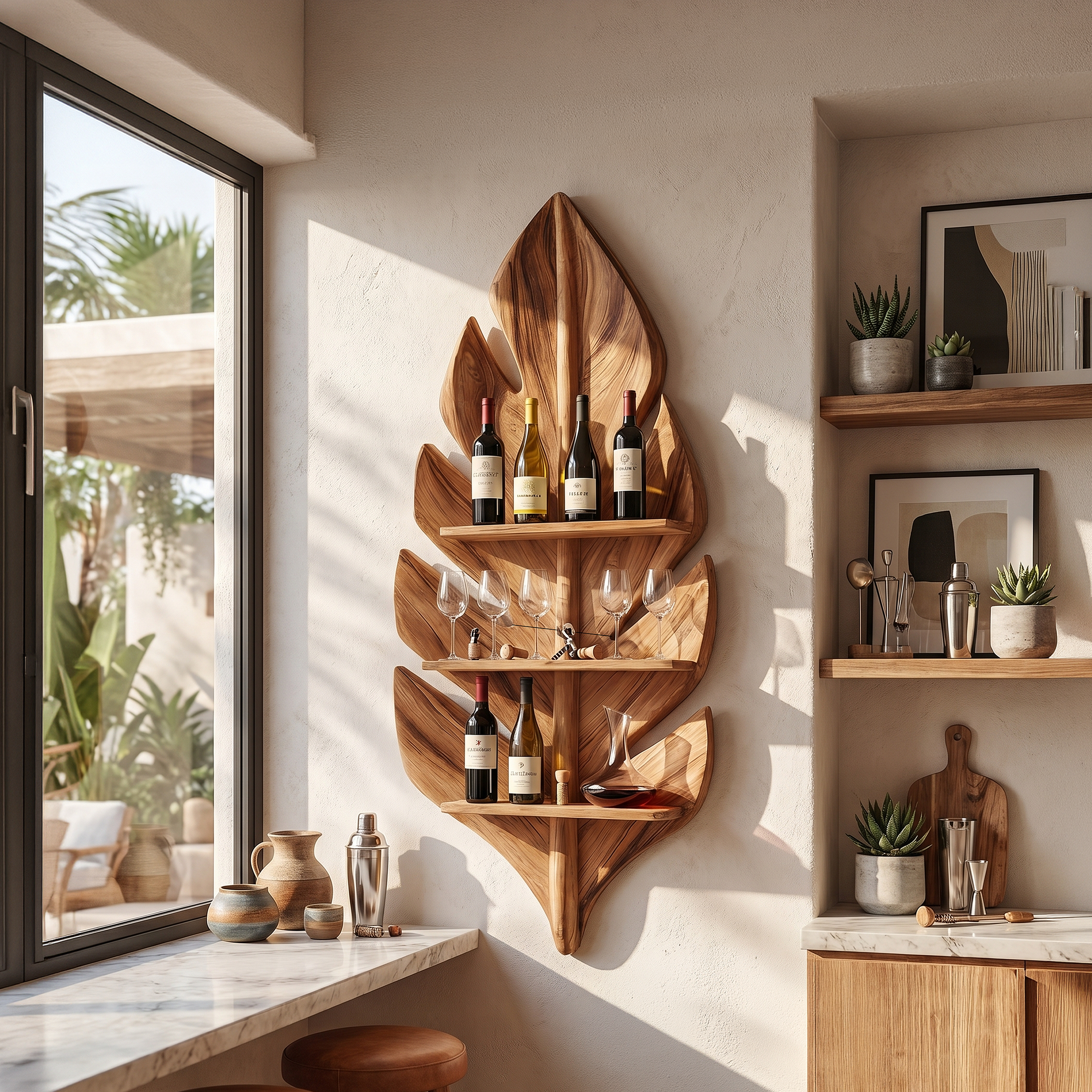 Handcrafted Wall Wine Rack For Apartment Beverage Accent Feature SILDTTRWH080