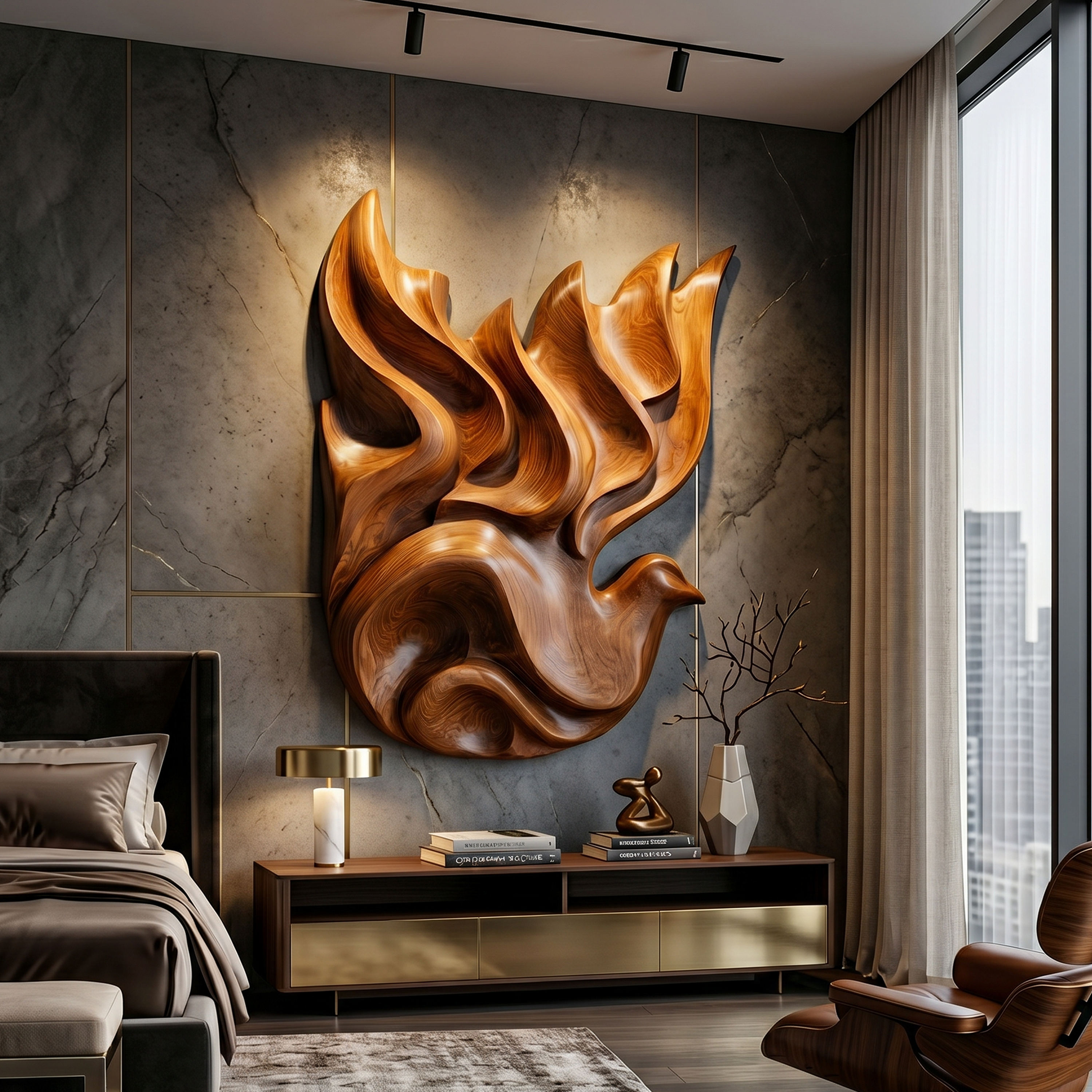Modern Luxe Dove Wood Wall Art Urban Bedroom Interior Design SILDTTRWA130