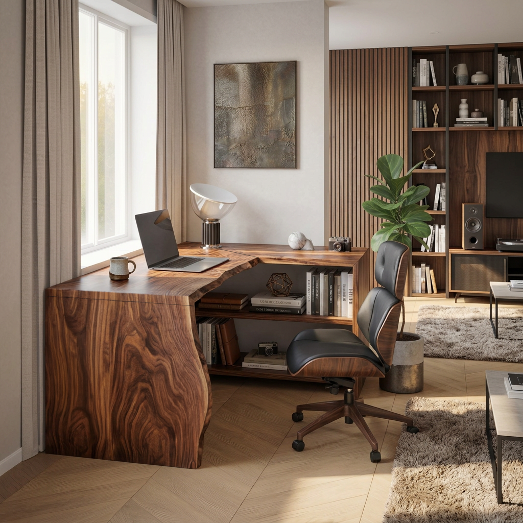 Modern L Shaped Wooden Desk With Storage For Home Office Or Study SITHTTDE018