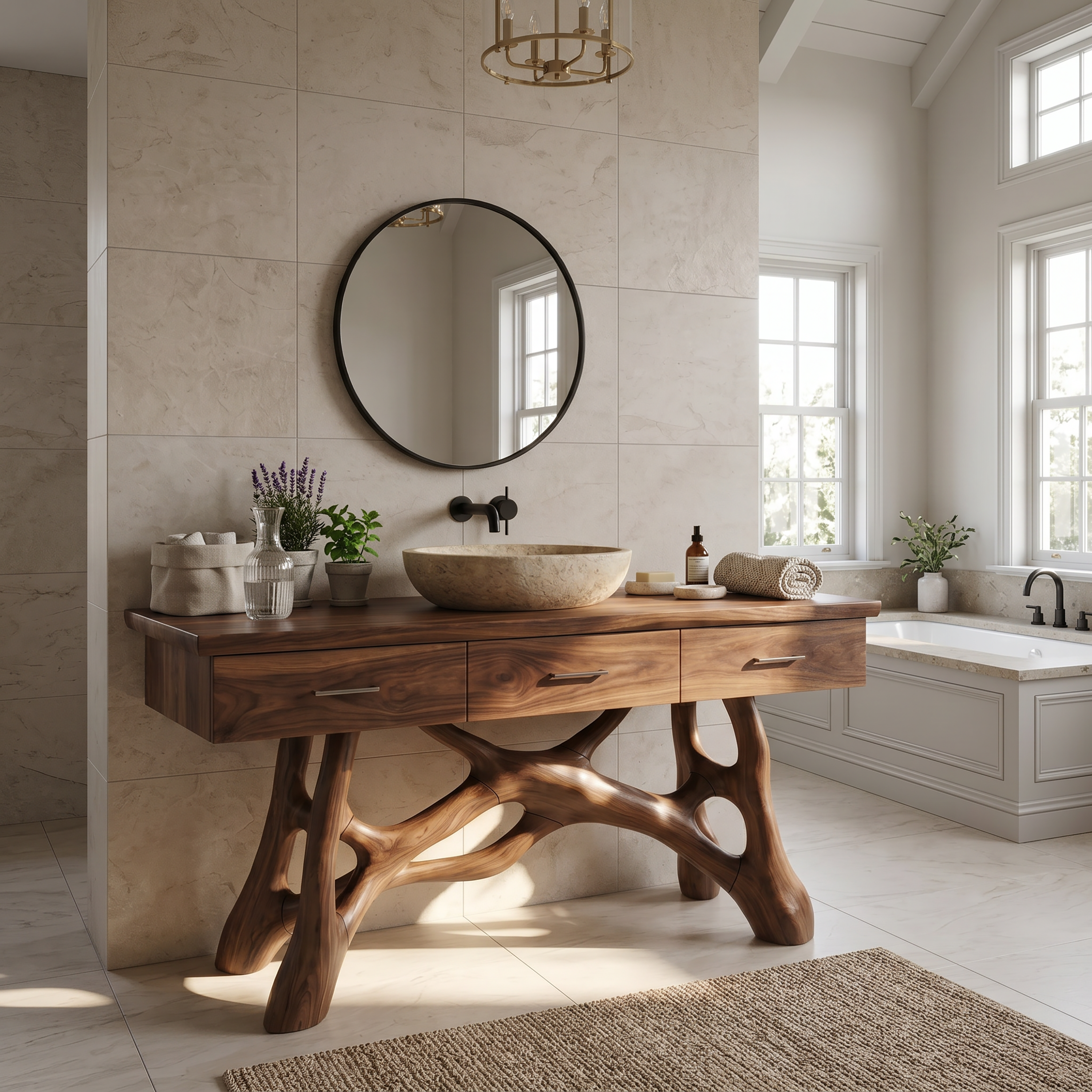 Natural Wood Sink Vanity With Drawers Master Bathroom SILDTTRBRV150