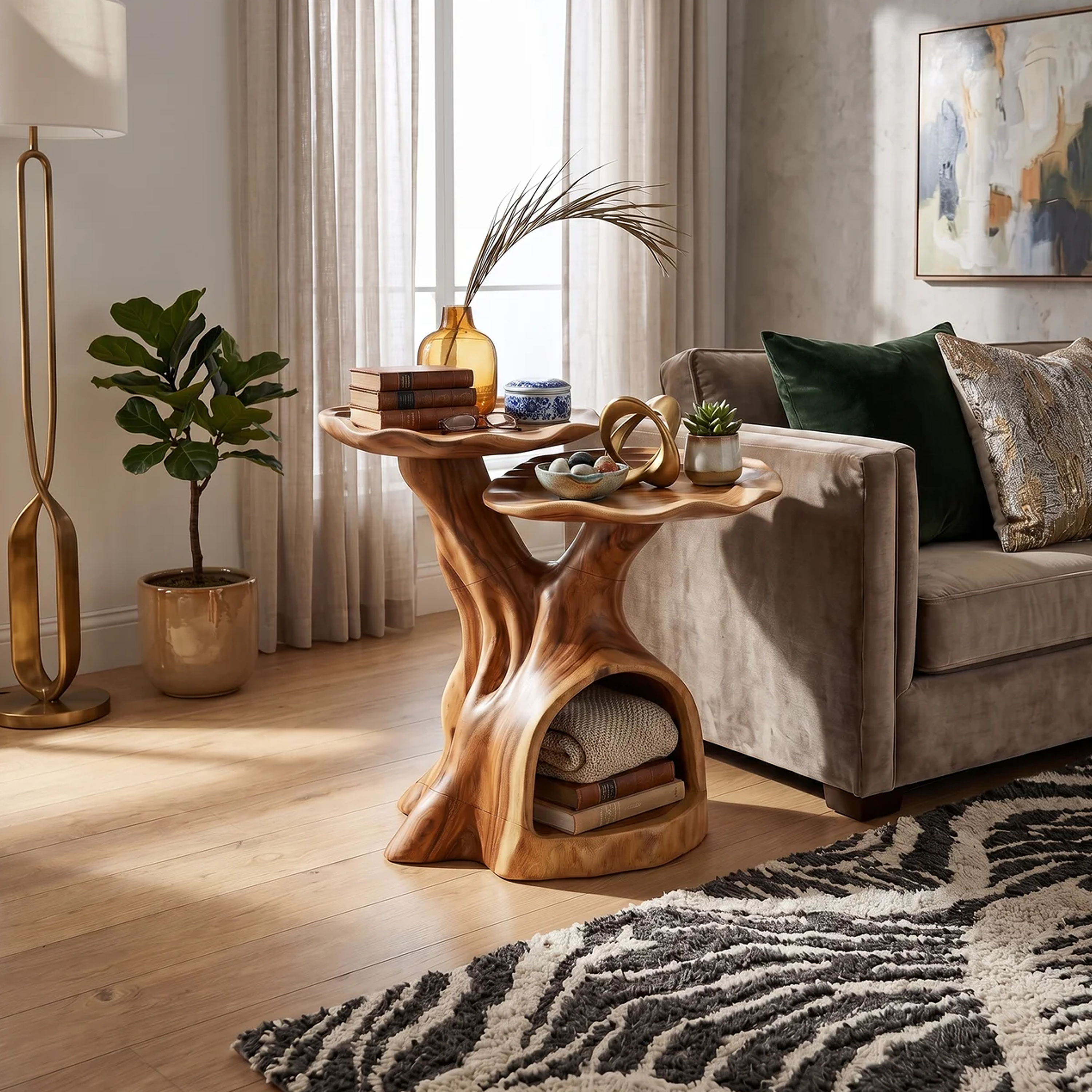 Contemporary Dual Tier Side Table Designer Residence SILDTTRSTA038