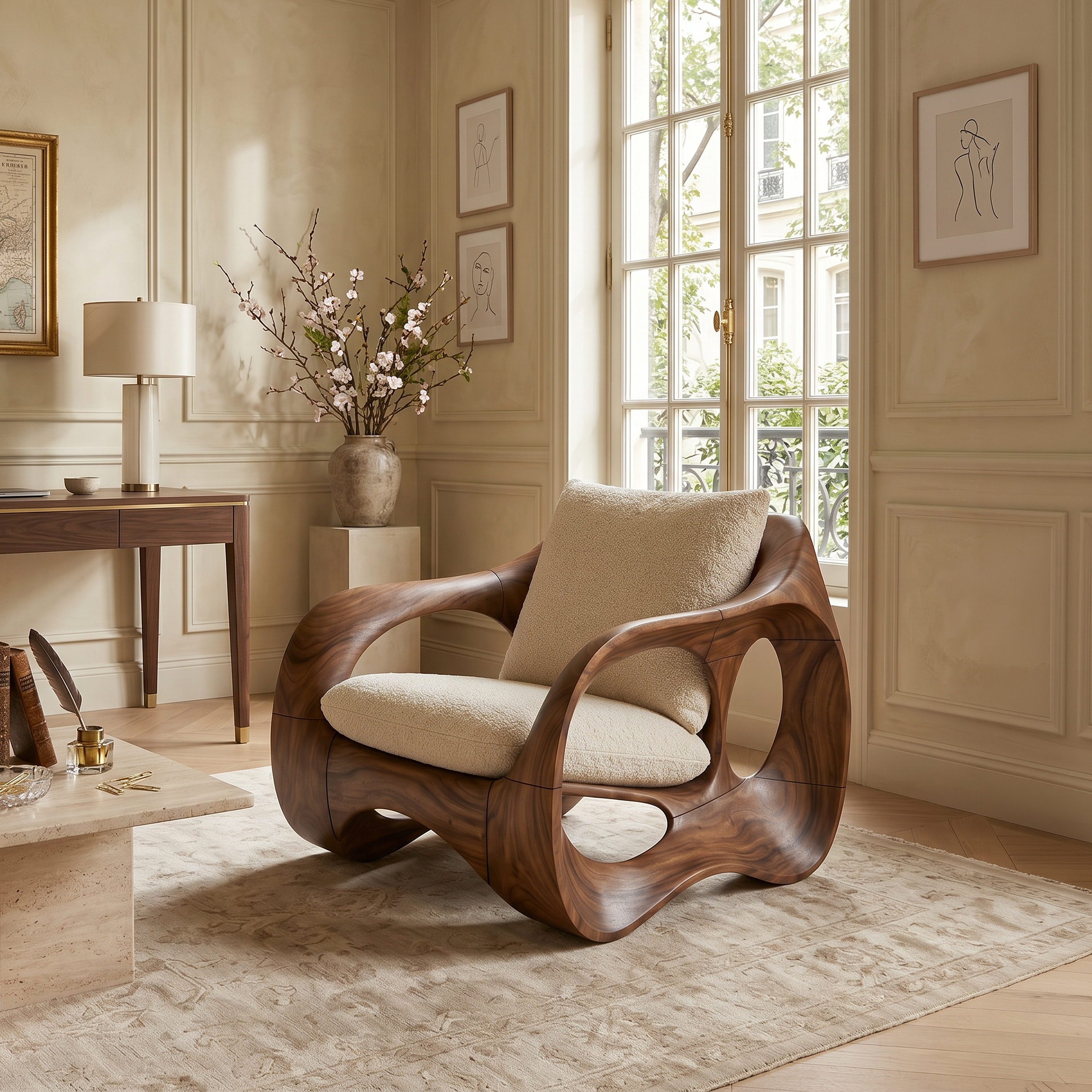 Parisian Luxury Sculptural Accent Chair Elegant Balcony SILDTTRCHR006
