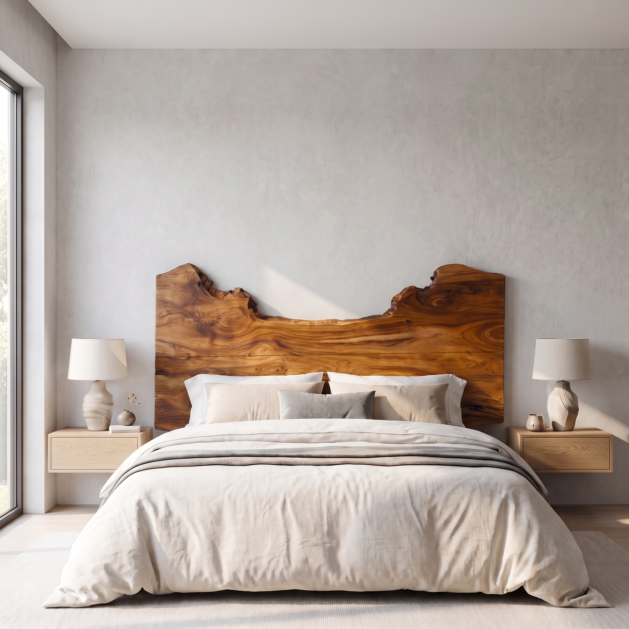 Natural Edge Headboard Wooden Bed Headboard For Bedroom SINLSAHB064