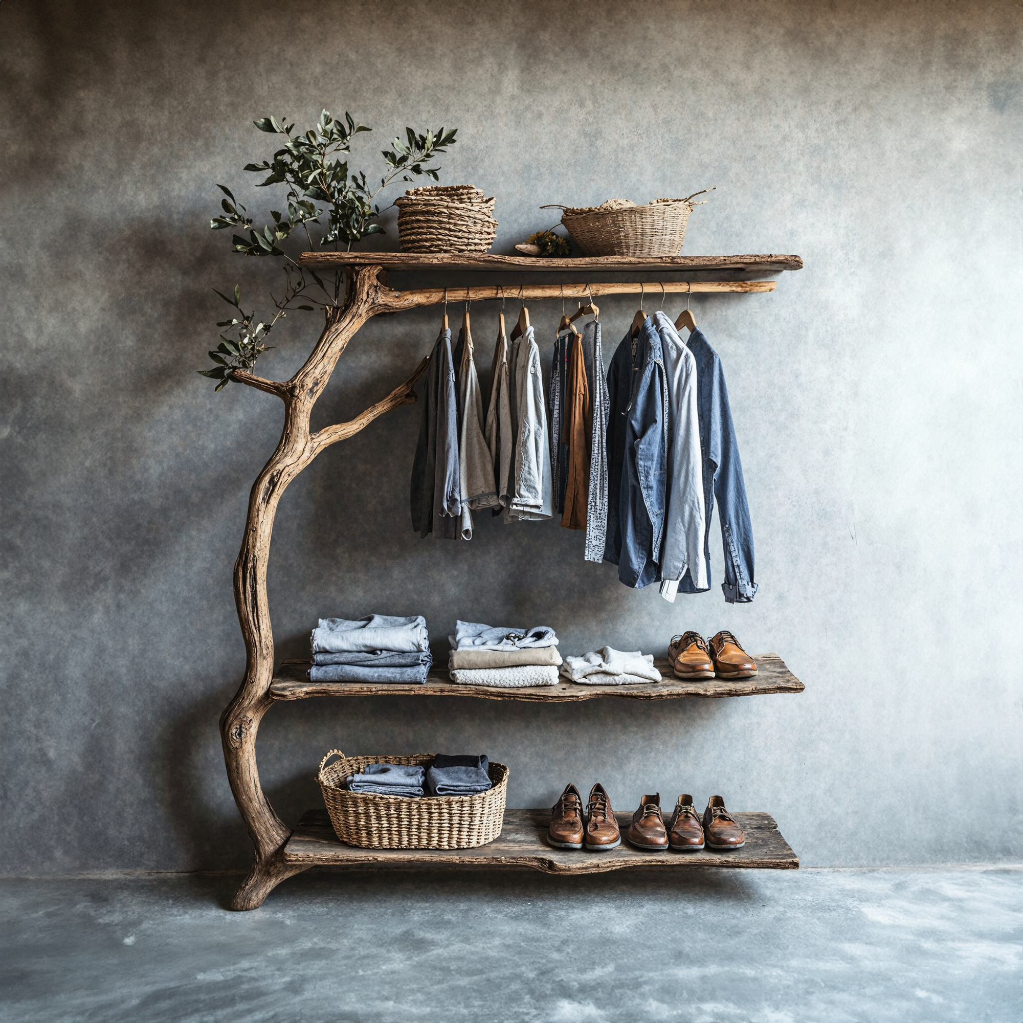 Tree Branch Rack Wall Coat Rack With Shelf Wall Mount SINLTB088