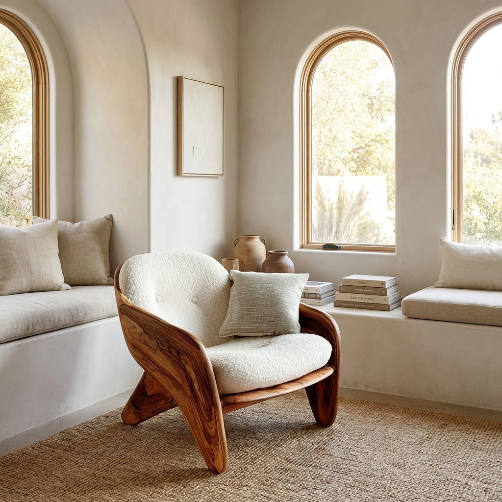 Modern Natural Wood Chair For Bedroom Reading Corner RTTHHNCHR156
