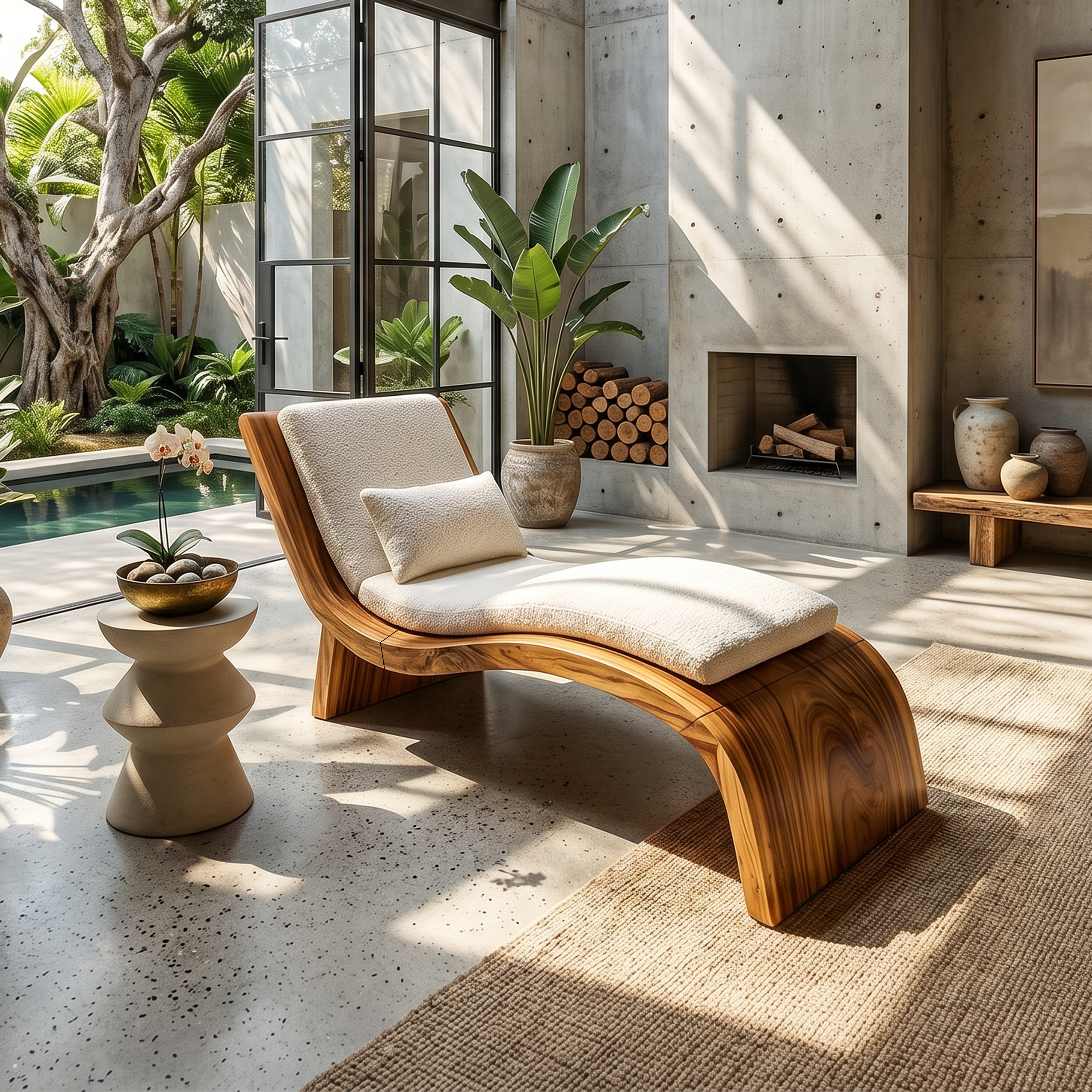 Contemporary Wooden Daybed Indoor Outdoor Luxury Home Furniture SILDTTRDB006