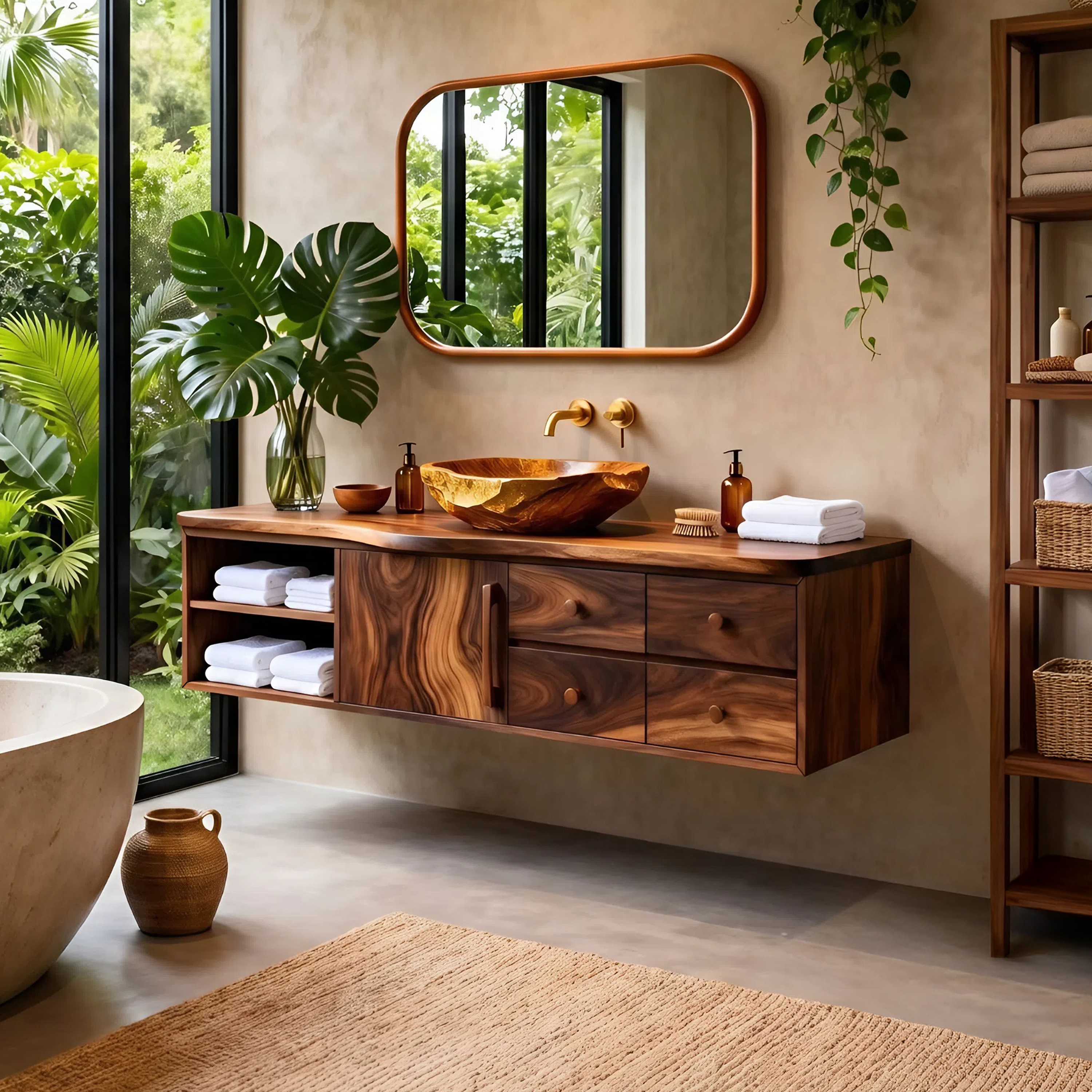 Mid Century Floating Vanity For Luxury Bathroom Interior SILDTTNBRV067