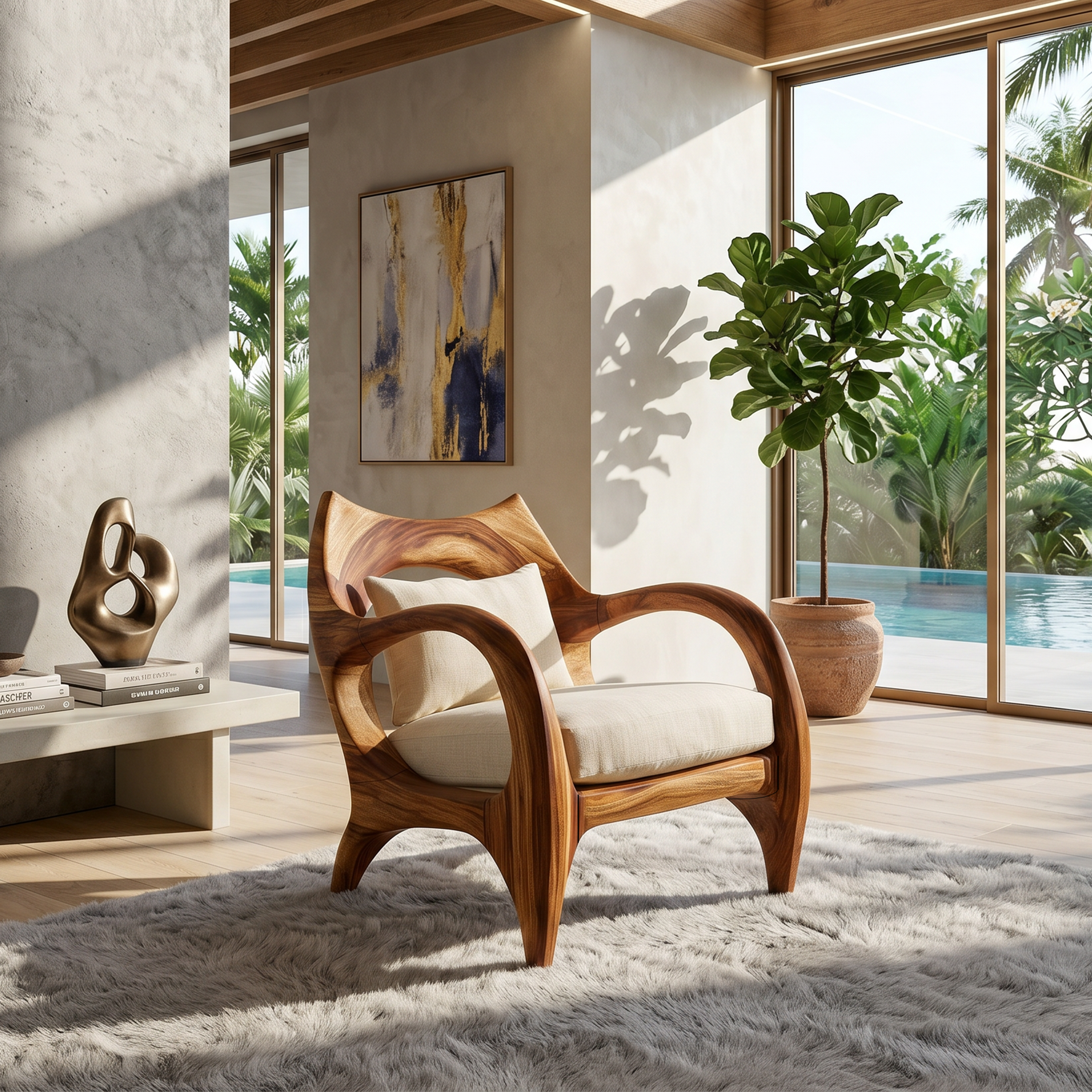 Zen-Inspired Organic Wood Chair for Modern Architectural Interiors SILDTTRCHR027
