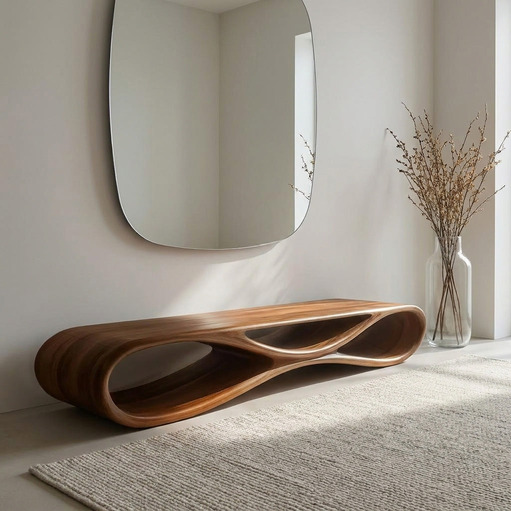 Modern Organic Wood Bench For Elegant Home Entryway RTTHHNCHR146