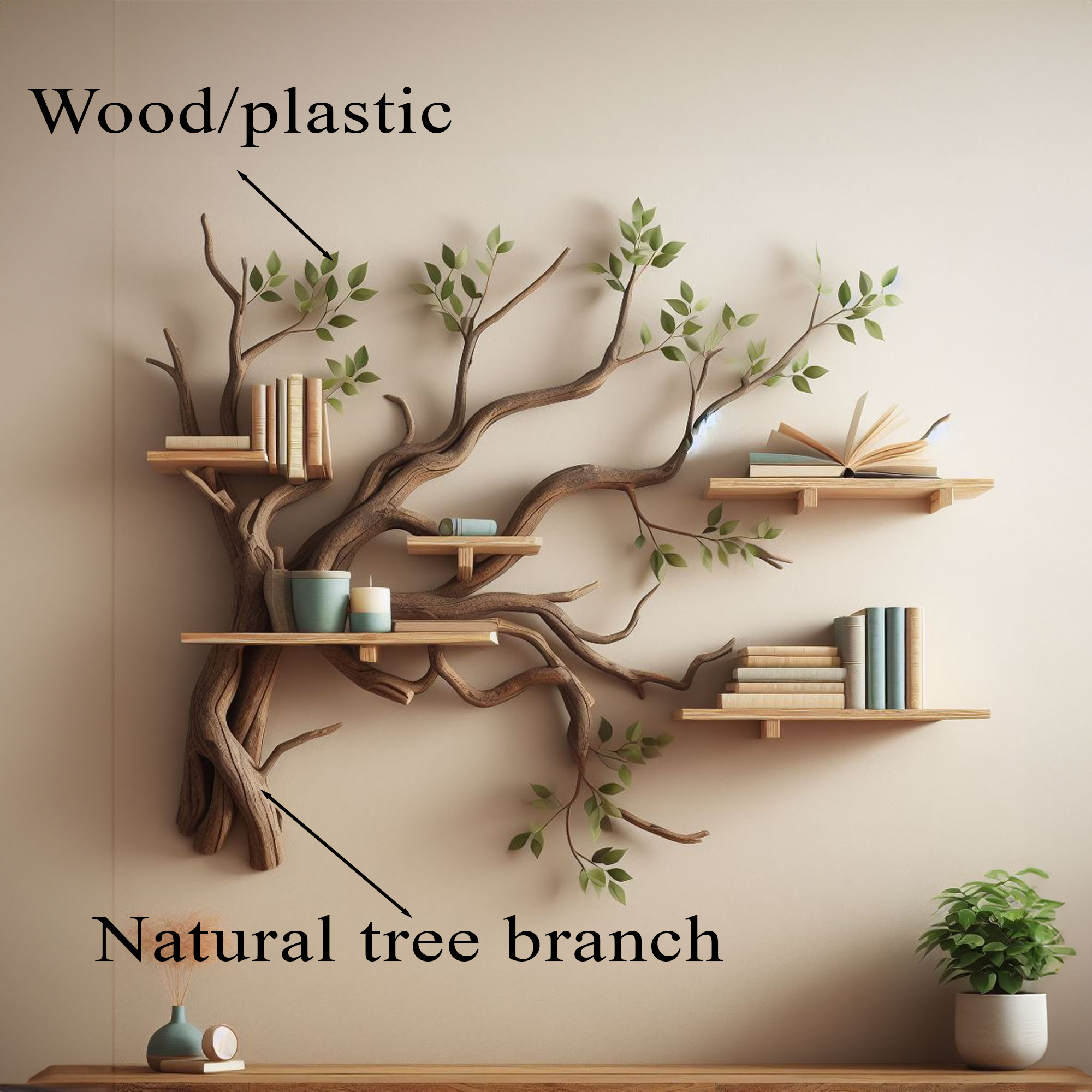 Tree Branch Shelf Wild Mulberry Wood Mini Bookcase SINLTBS002