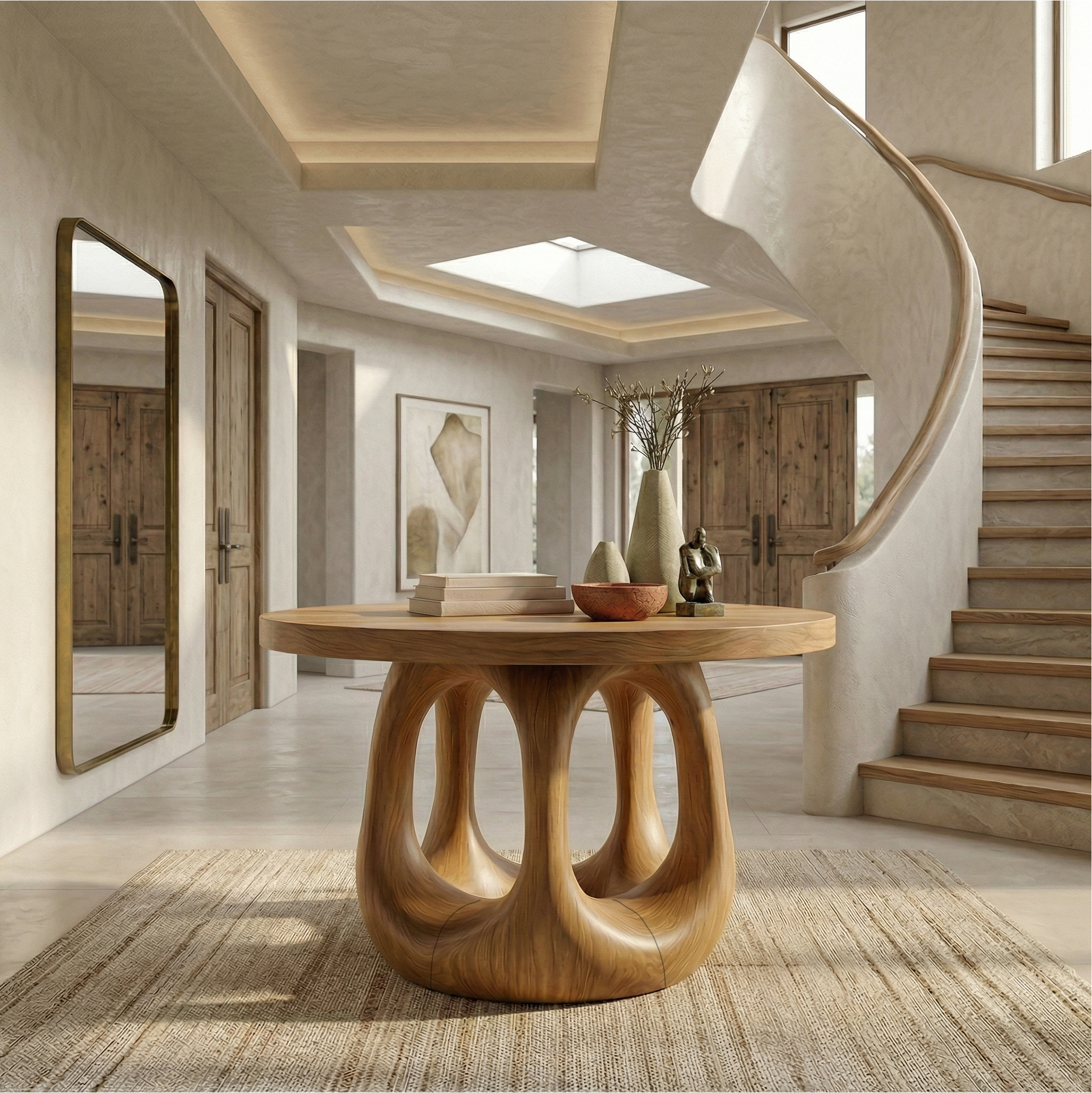 Modern Sculptural Foyer Table For Entryway Or Living Room SINLSAFT011