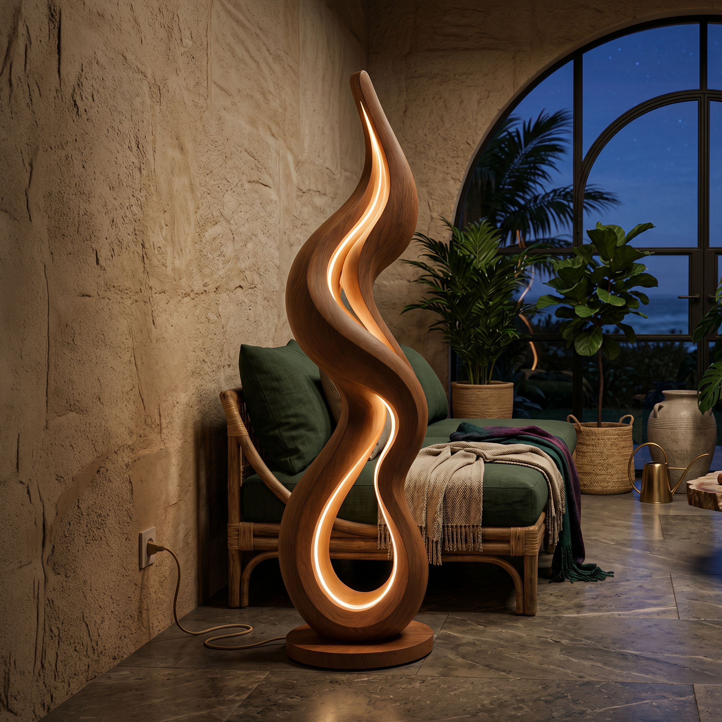 Contemporary Wave Lamp With Table For Living Room SILDTTNLAM030