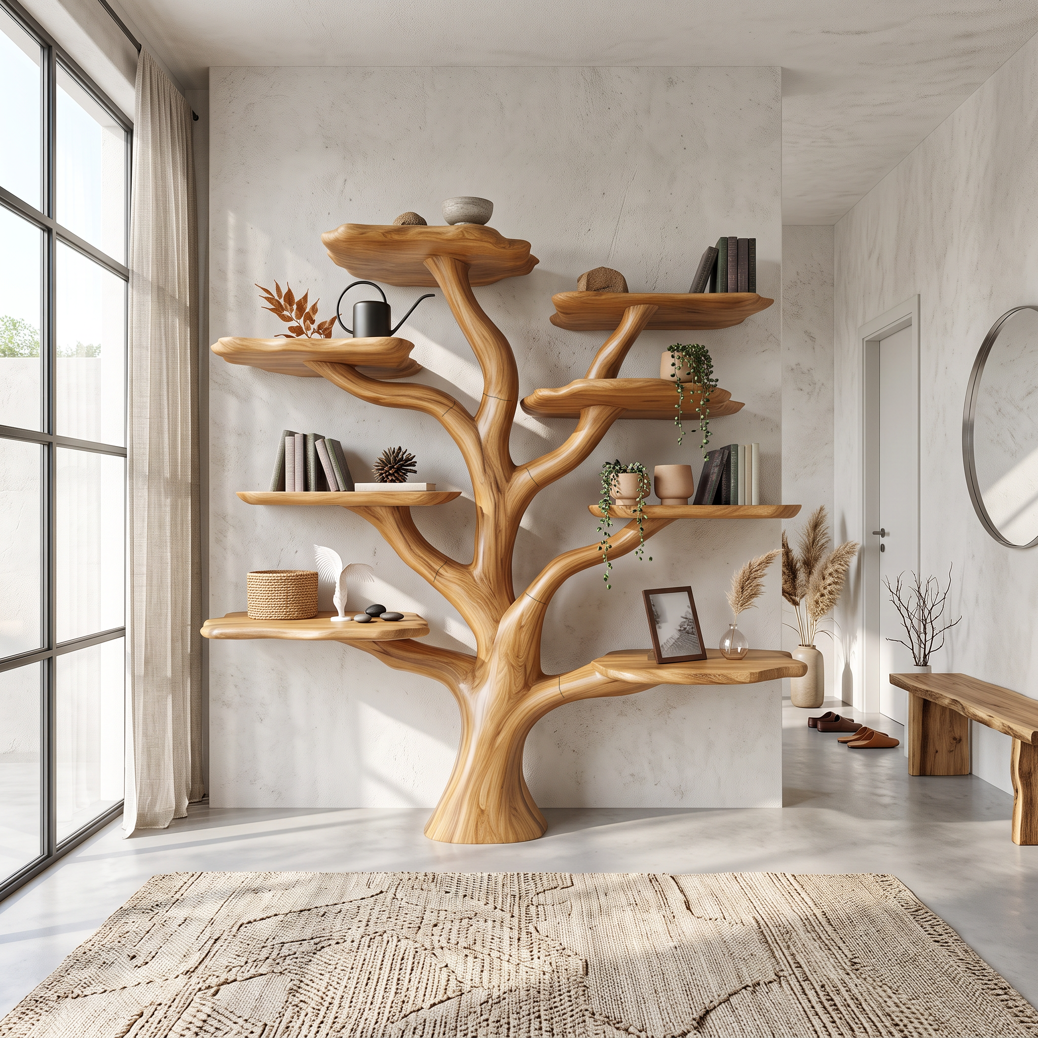 Rustic Mushroom Branch Bookshelf Living Room Or Dining Room SINLSATB452
