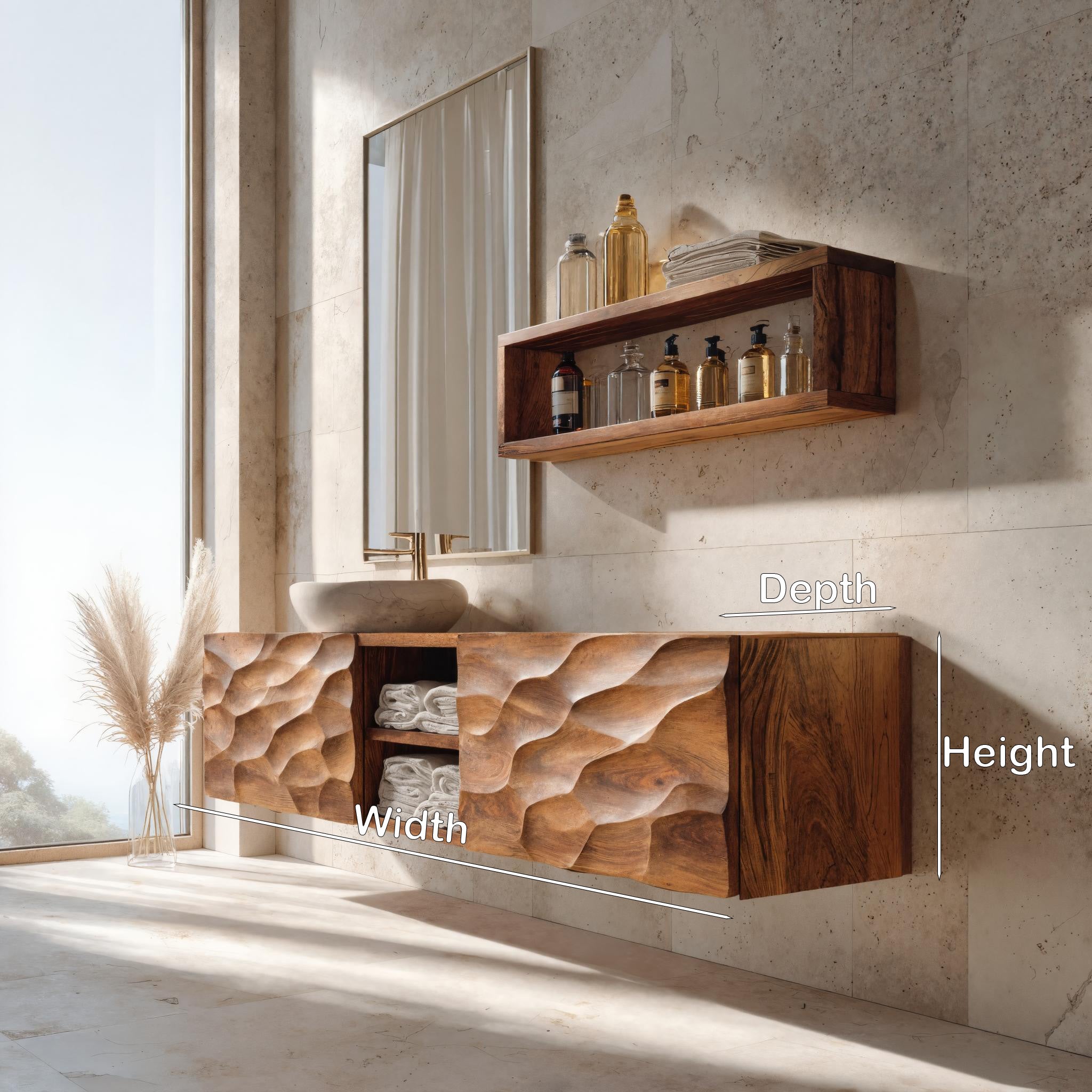 Sculptural Wall Mounted Bathroom Vanity For Bathroom Space RTTHHNBRV003