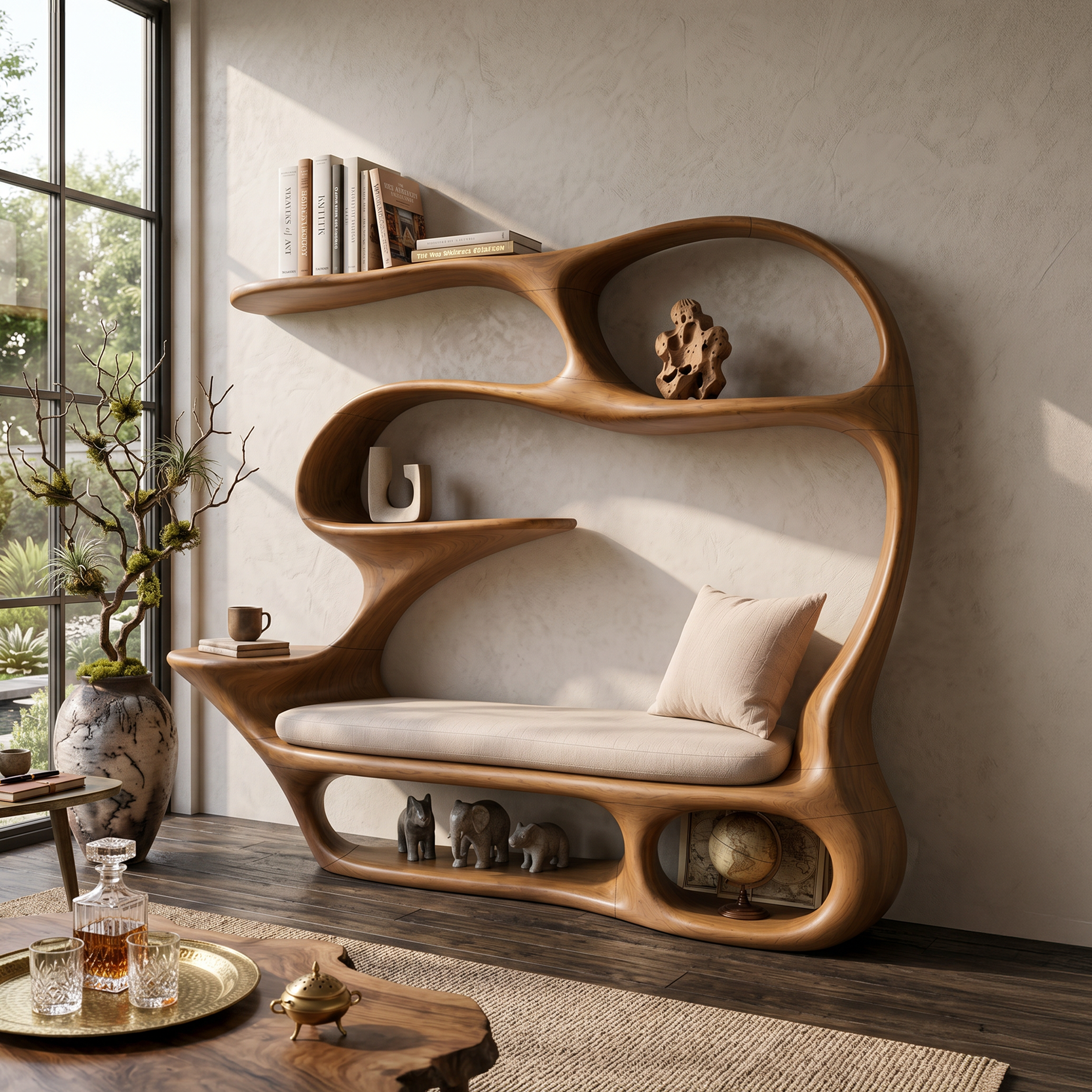 Contemporary Reading Seat Bookcase For Home Library SILDTTNBS060