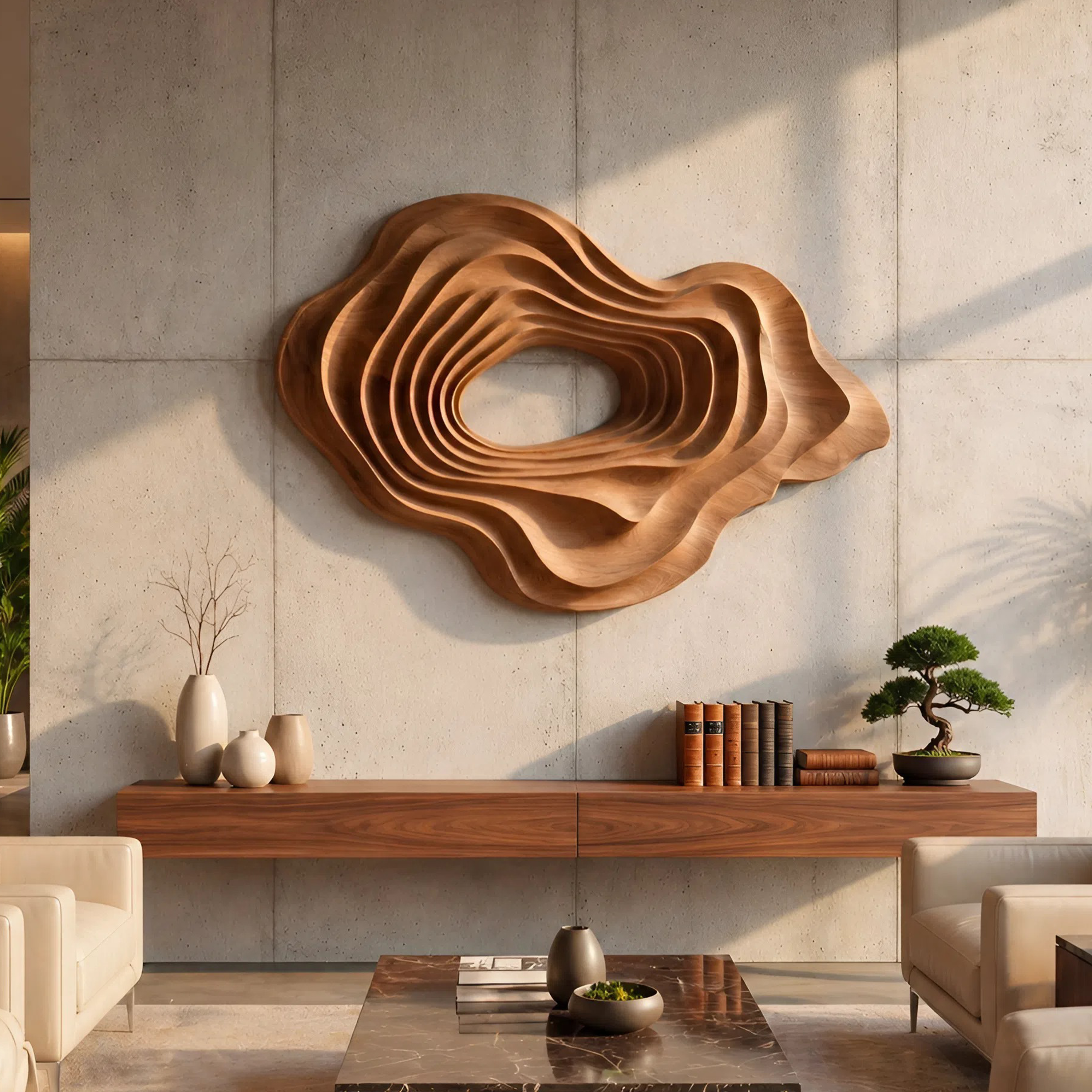 Mid Century Carved Relief Wall Panel Decor For Study Room SILDTTNWA097