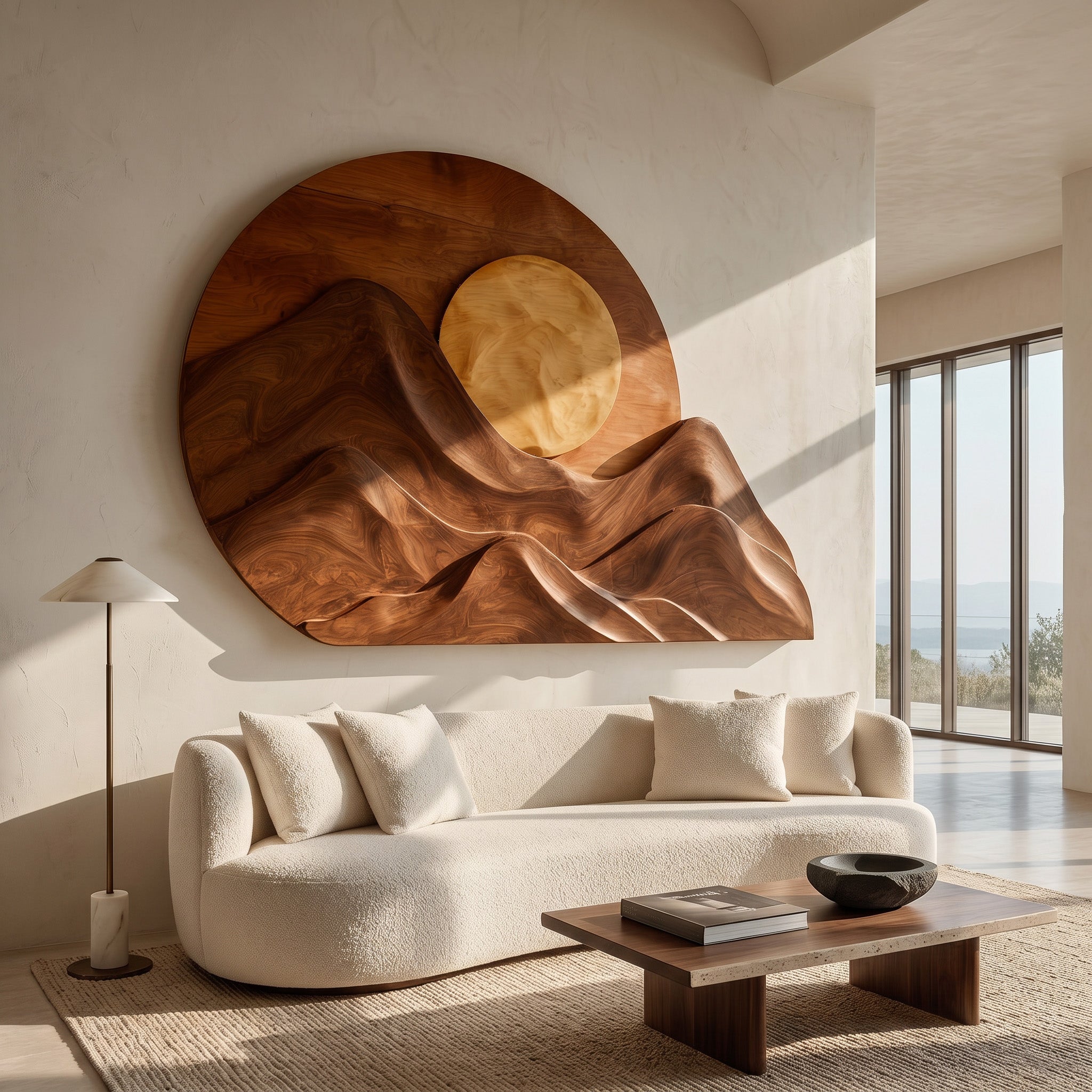 Handcrafted Mountain Sun Wood Wall Art For Living Room RTTHHNWA202