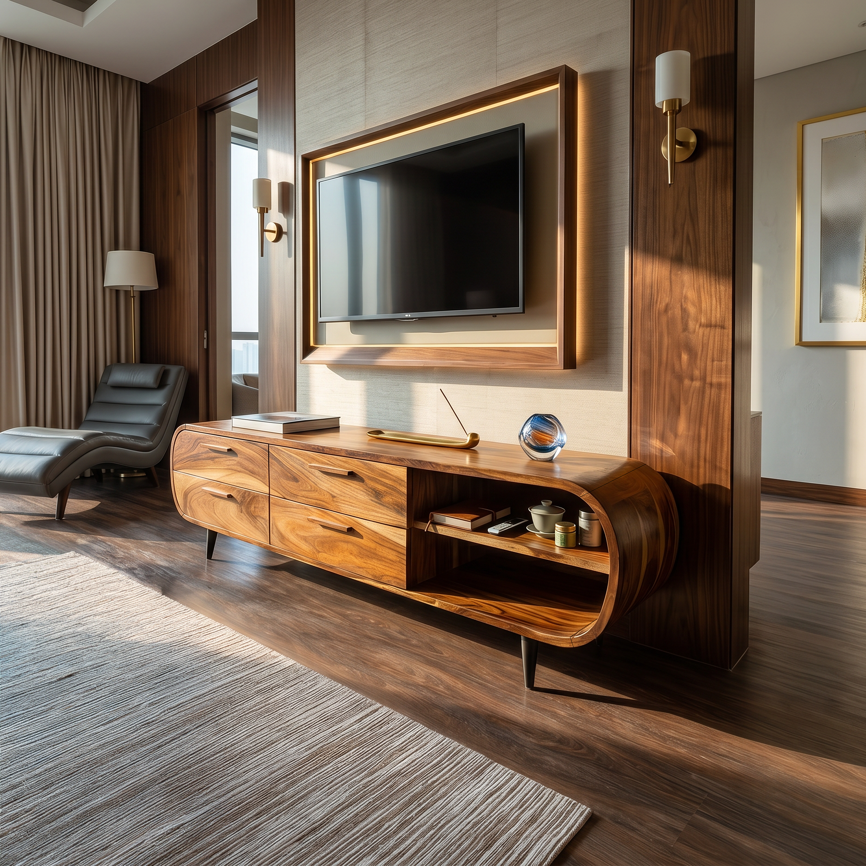 Warm Minimalist Wooden TV Console For Modern Luxury Interior SILDTTRTVC104