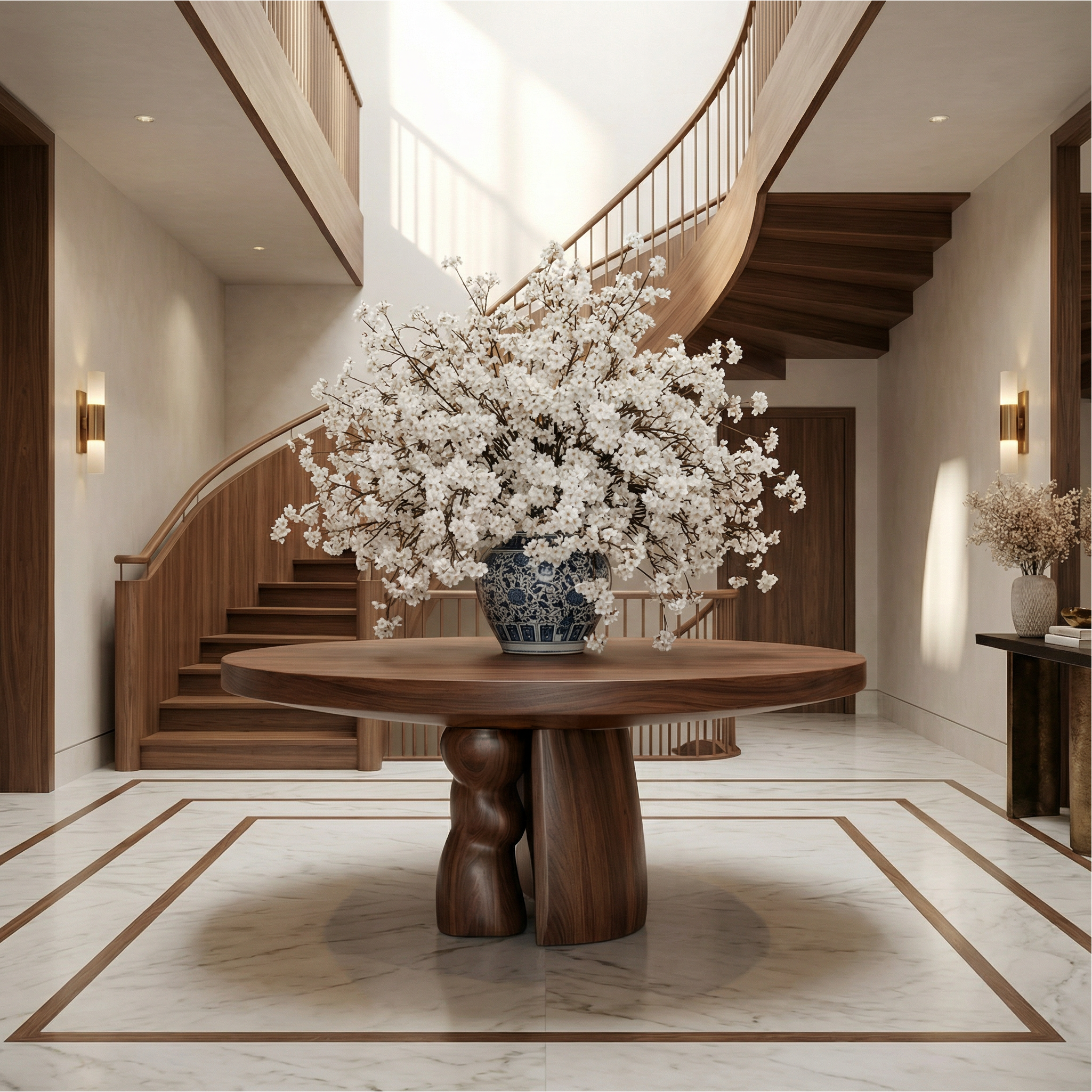 Rustic Round Entryway Table For Entryway And Hallway SINLSAFT018