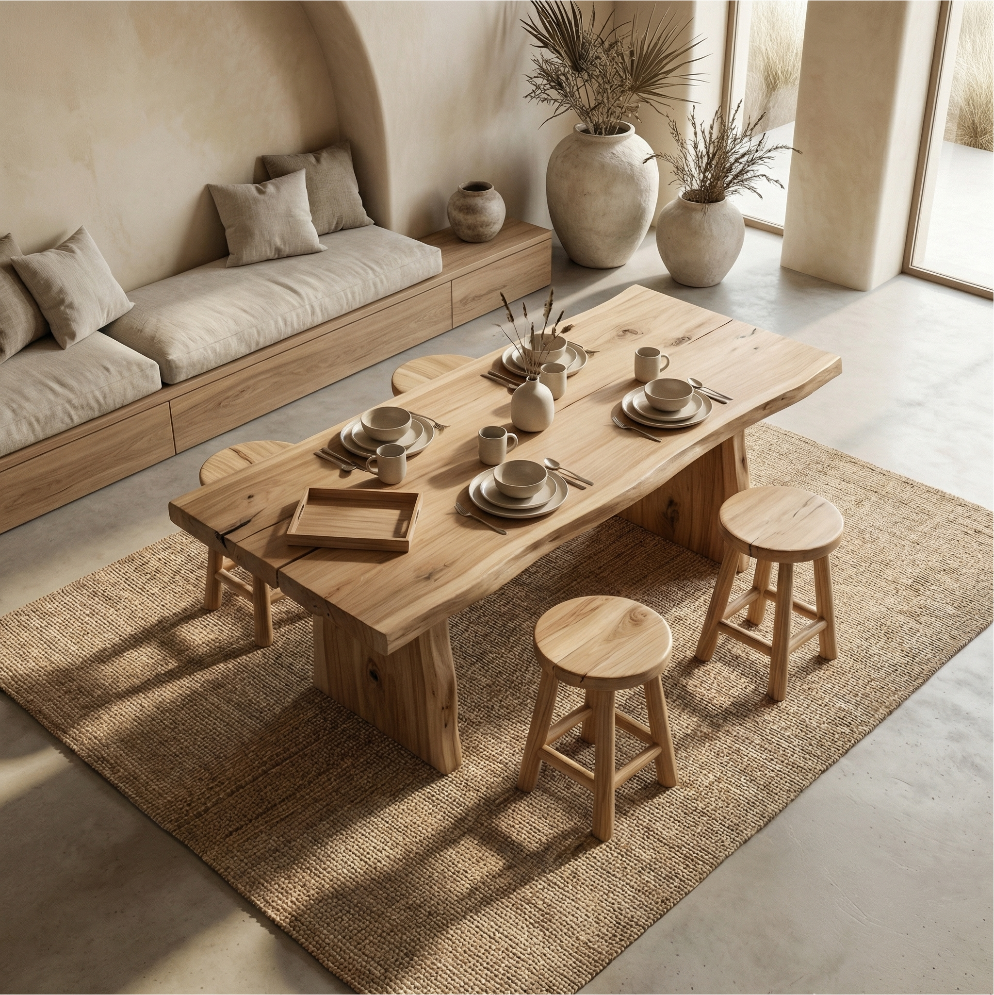 Japandi Minimal Dining Table For Dining Room And Kitchen SINLSADT160