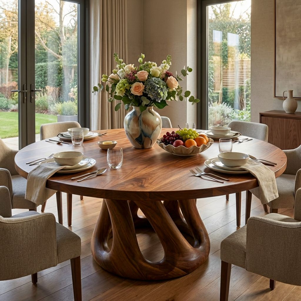 Modern Wooden Dining Table With Pedestal Base For Kitchen RTTHTTDN056