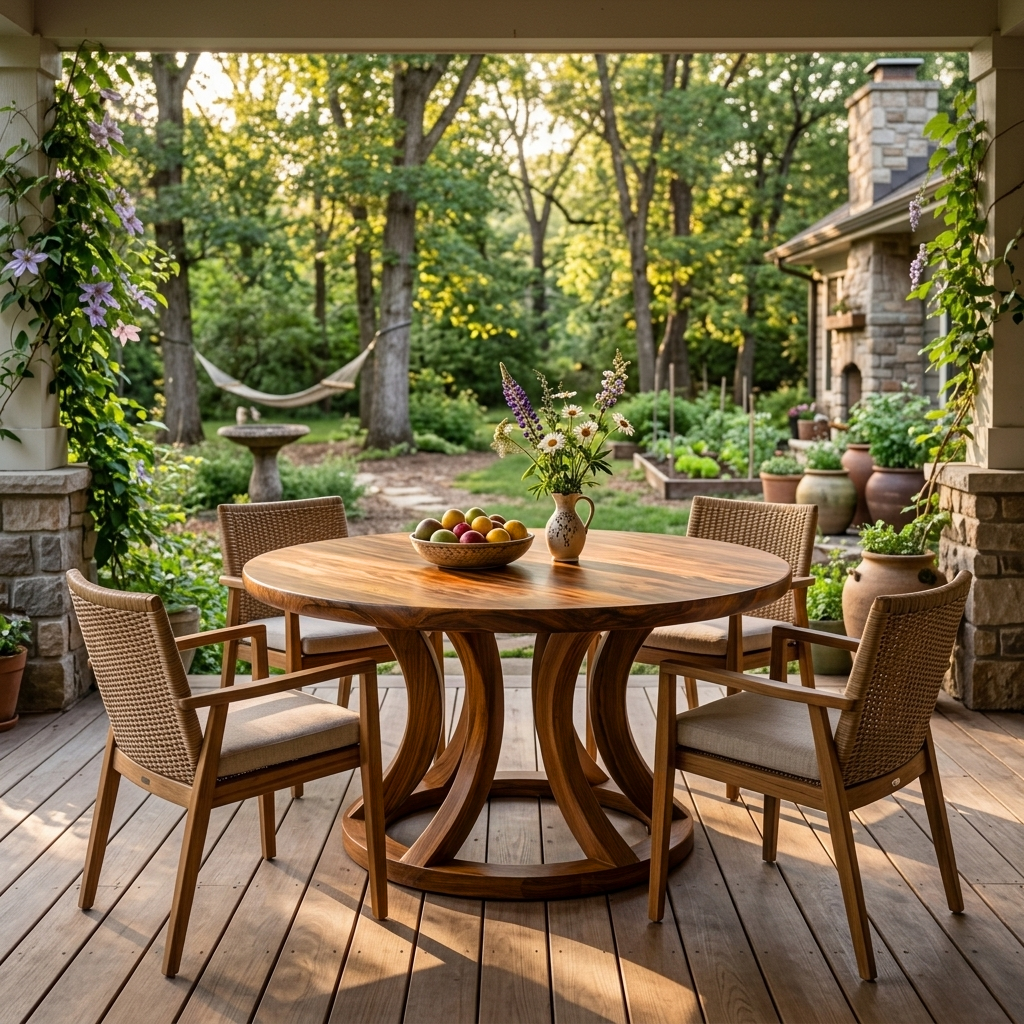 Contemporary Round Dining Table With Curved Unique Base For Dining RTTHTTDN053