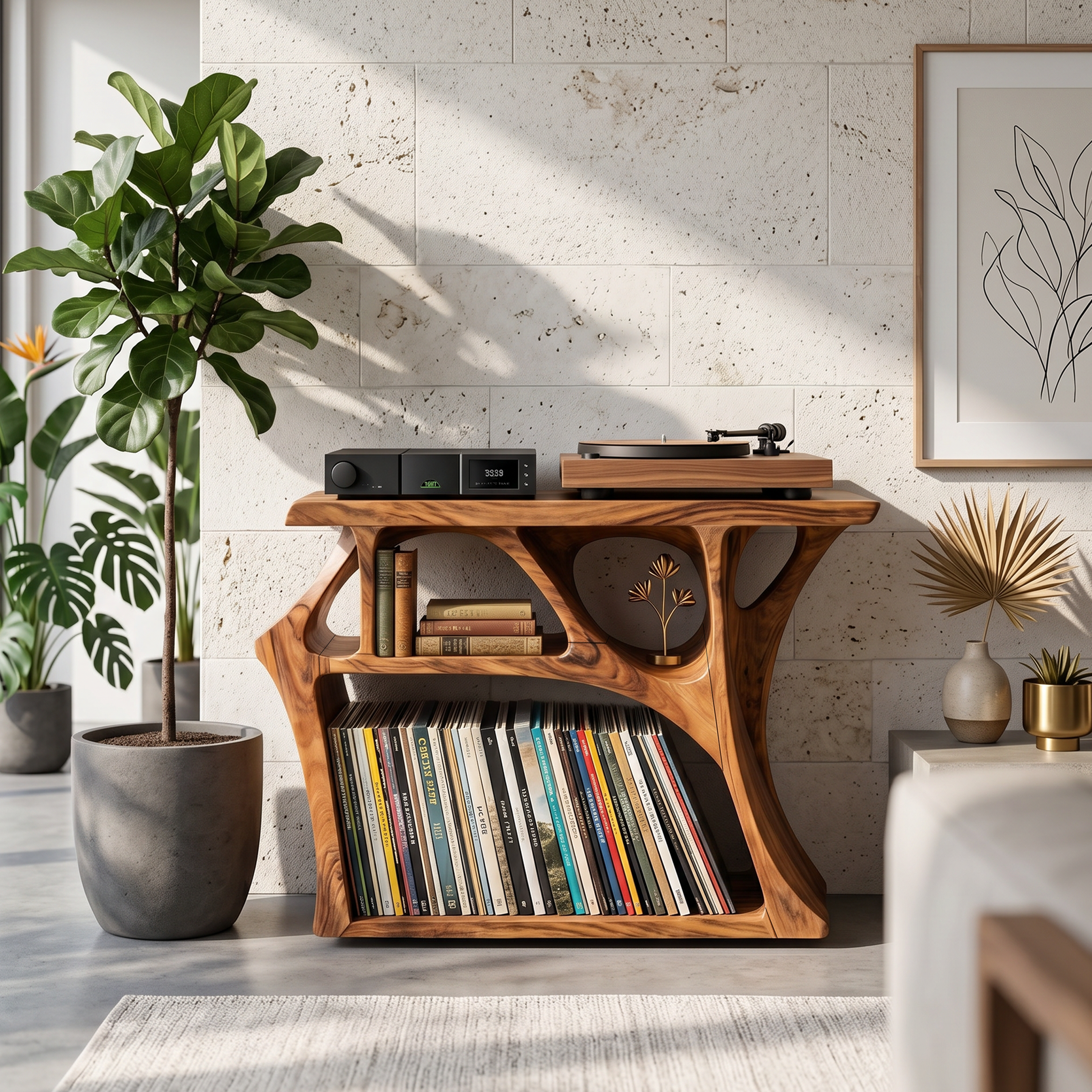 Mid Century Record Stand Living Room Decor Essential SILDTTNRPT009
