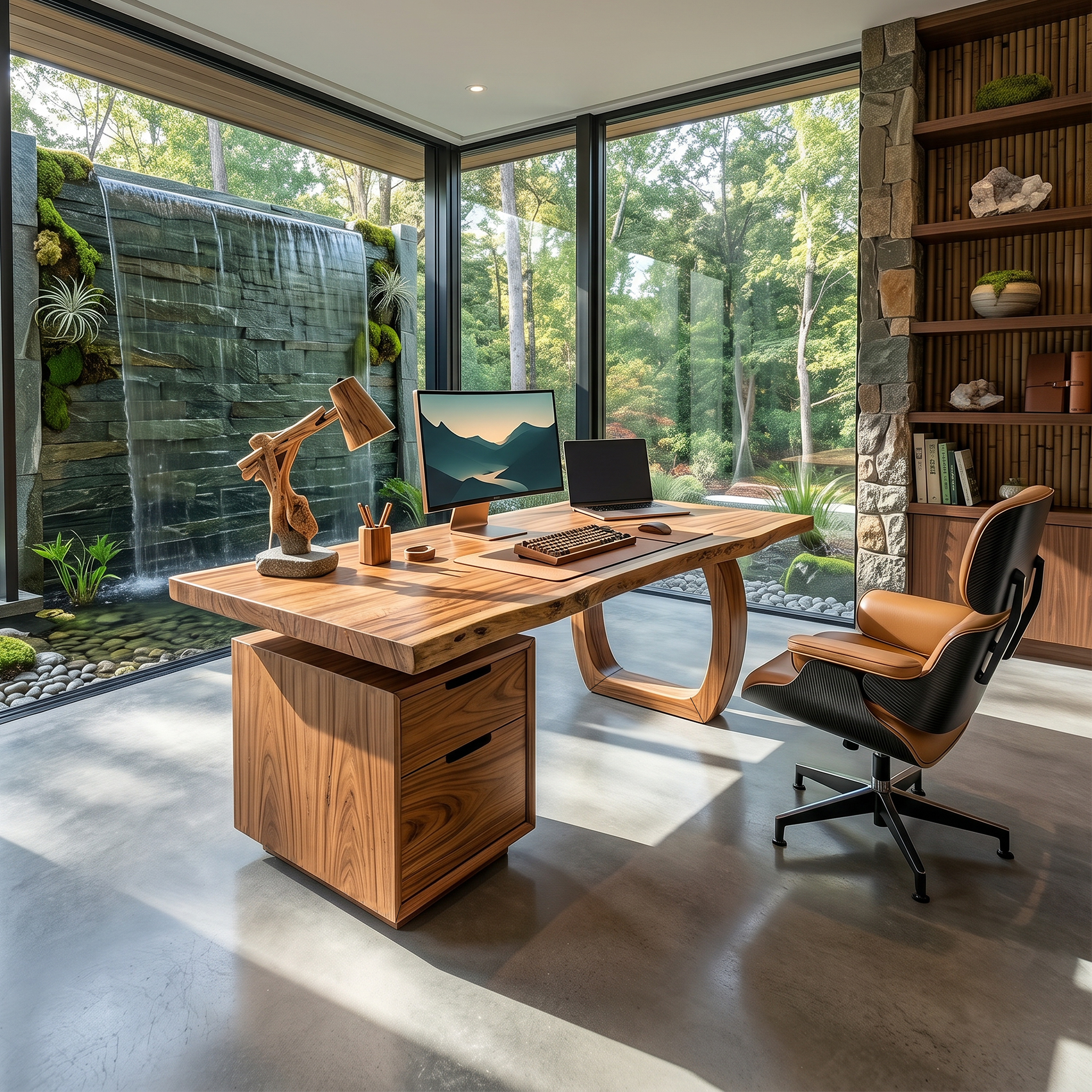 Modern Computer Desk With File Cabinet For Garden View Office SILDTTRDE006