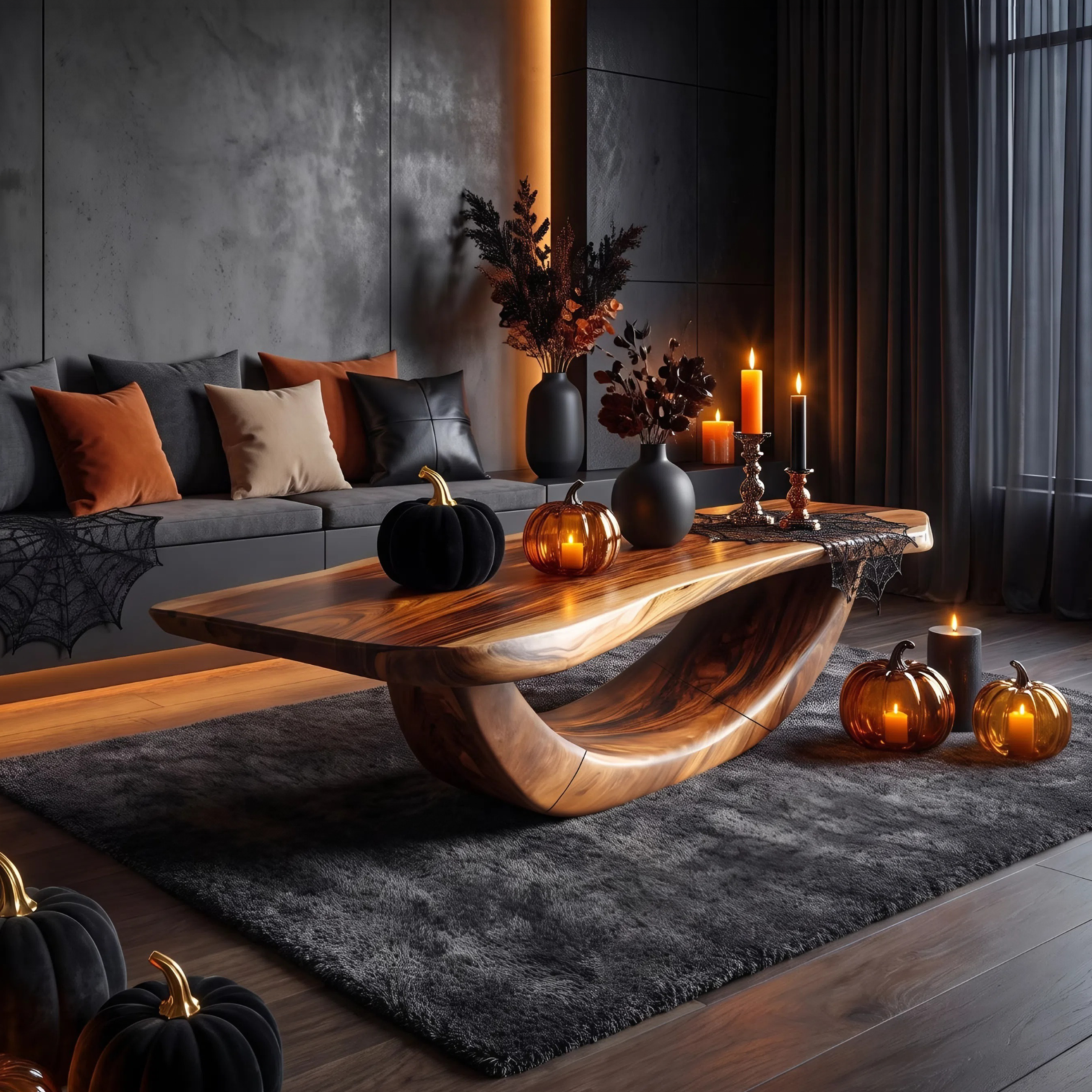 Farmhouse Wooden Live Edge Coffee Table Livingroom Decor Haunted Look SILDTTNHCF027