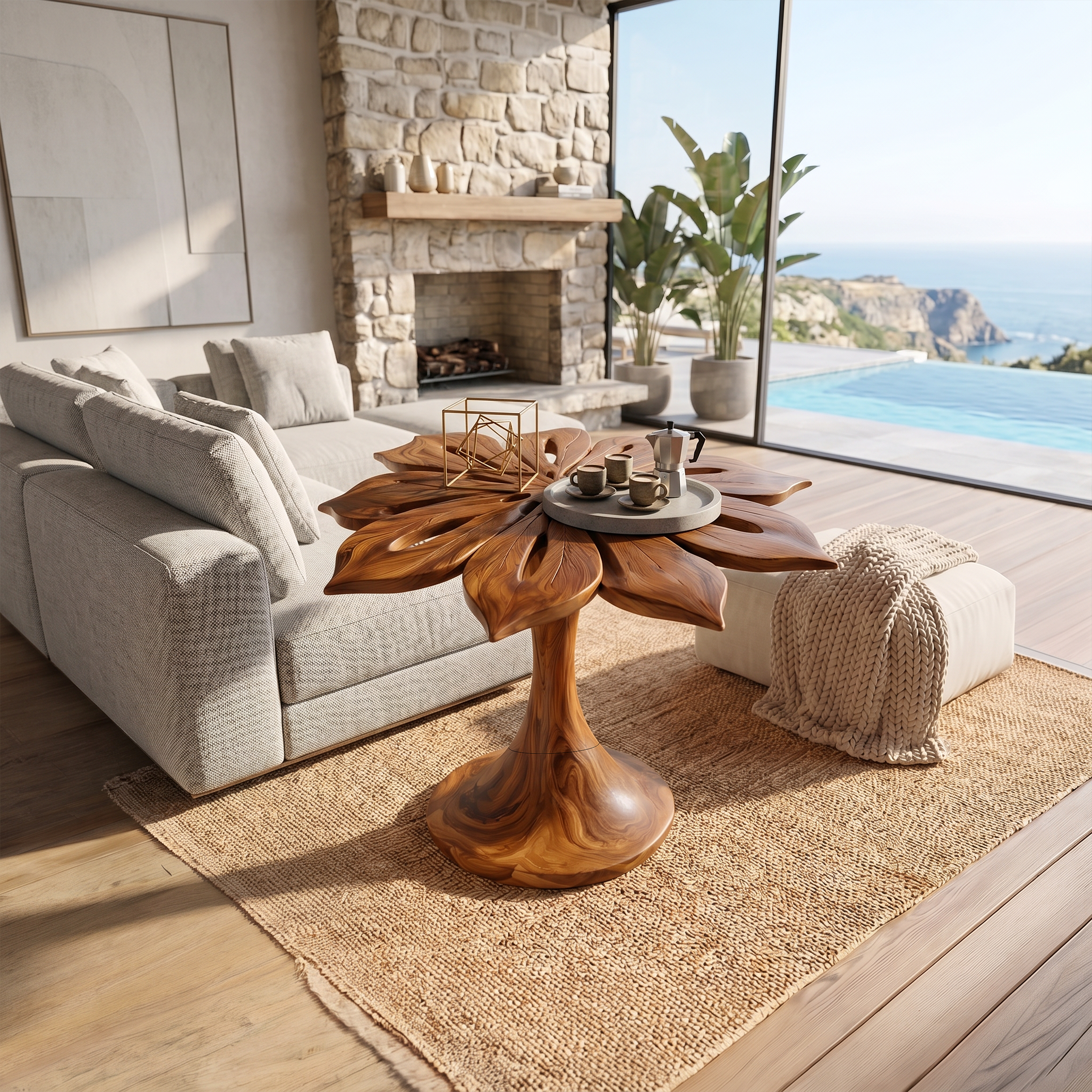 Organic Leaf Top Accent Table Luxury Living Room SILDTTRSTA019
