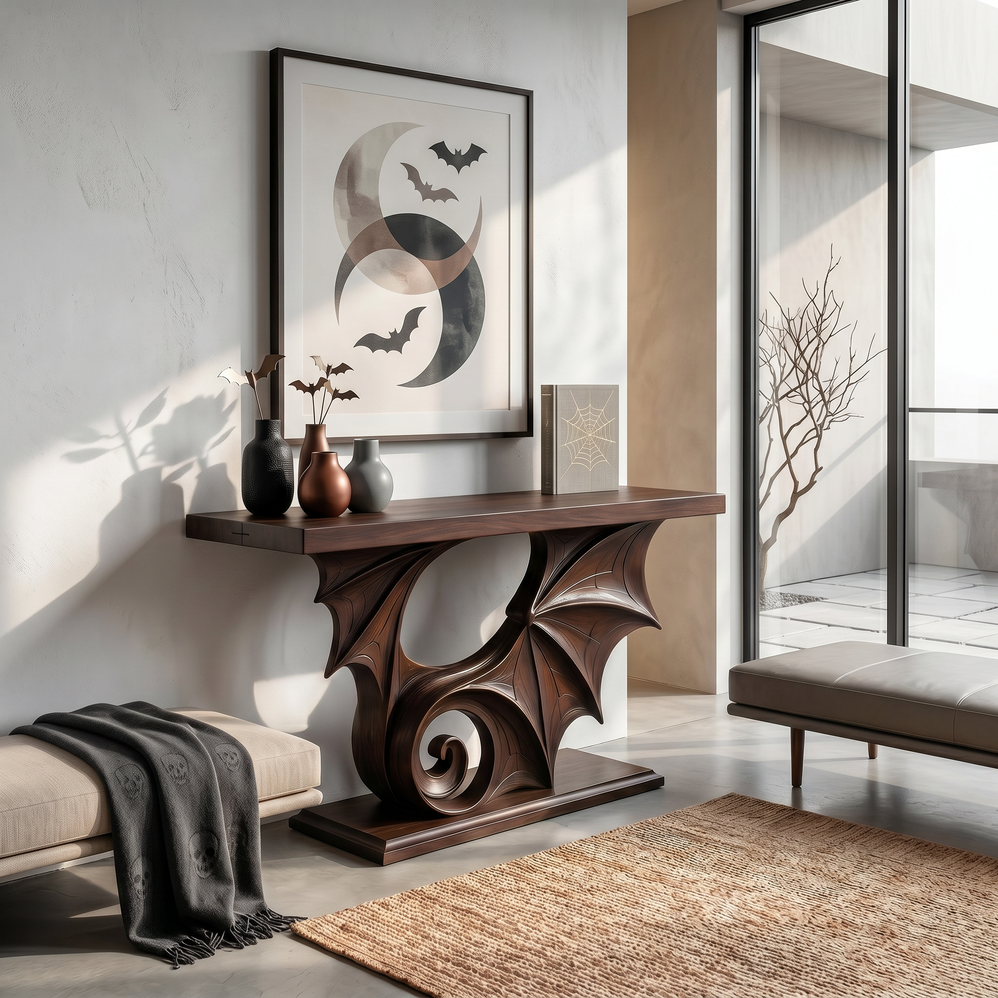 Sculptural Console Table Handcrafted Gothic Style For Entryway Hallway SINLSACS679