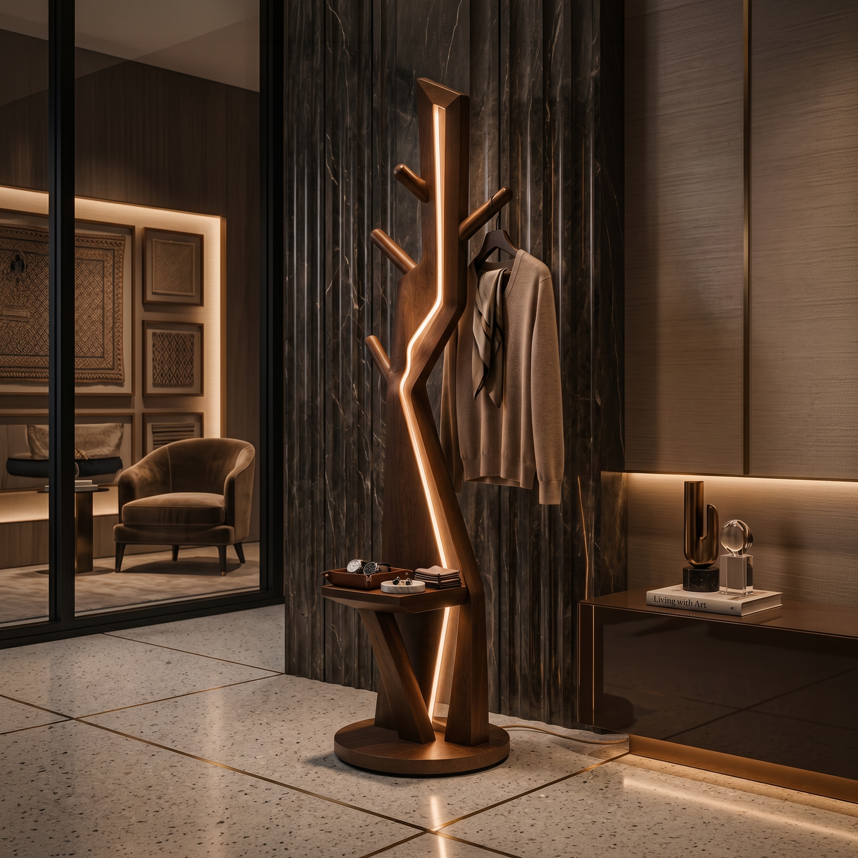 Modern Branch Lamp With Hooks For Entryway SILDTTNLAM013