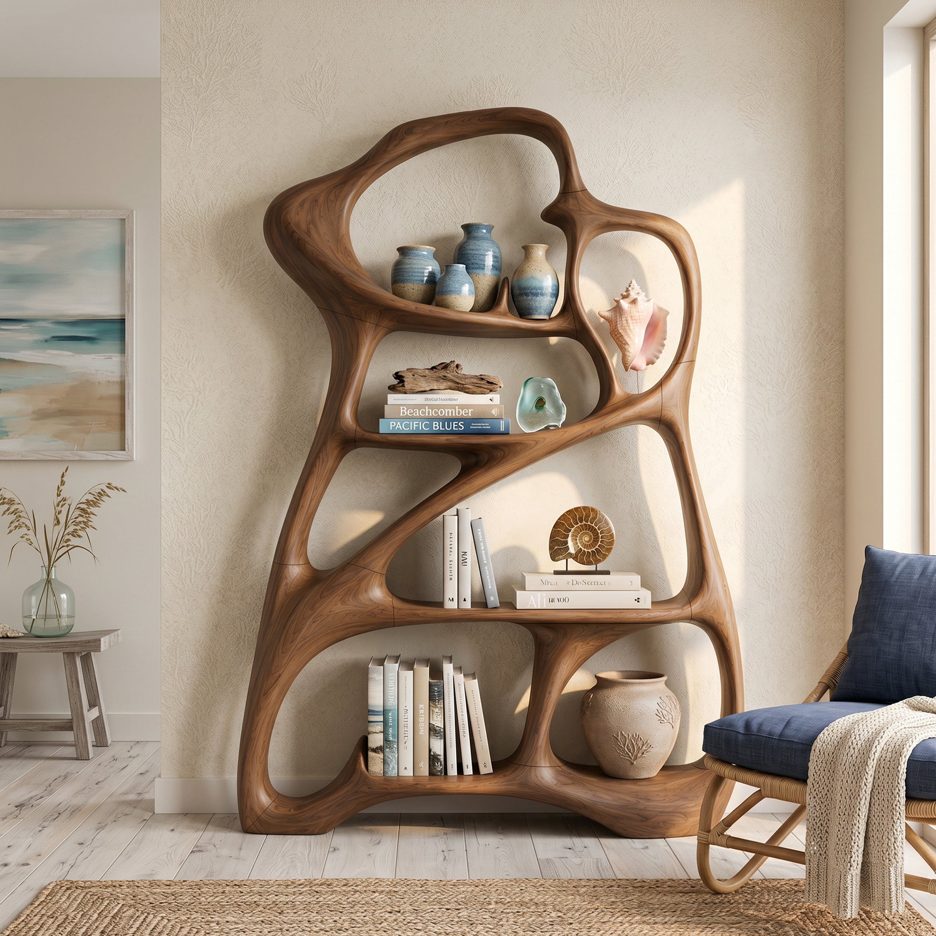 Organic Reading Corner Bookcase For Contemporary Interior SILDTTNBS061