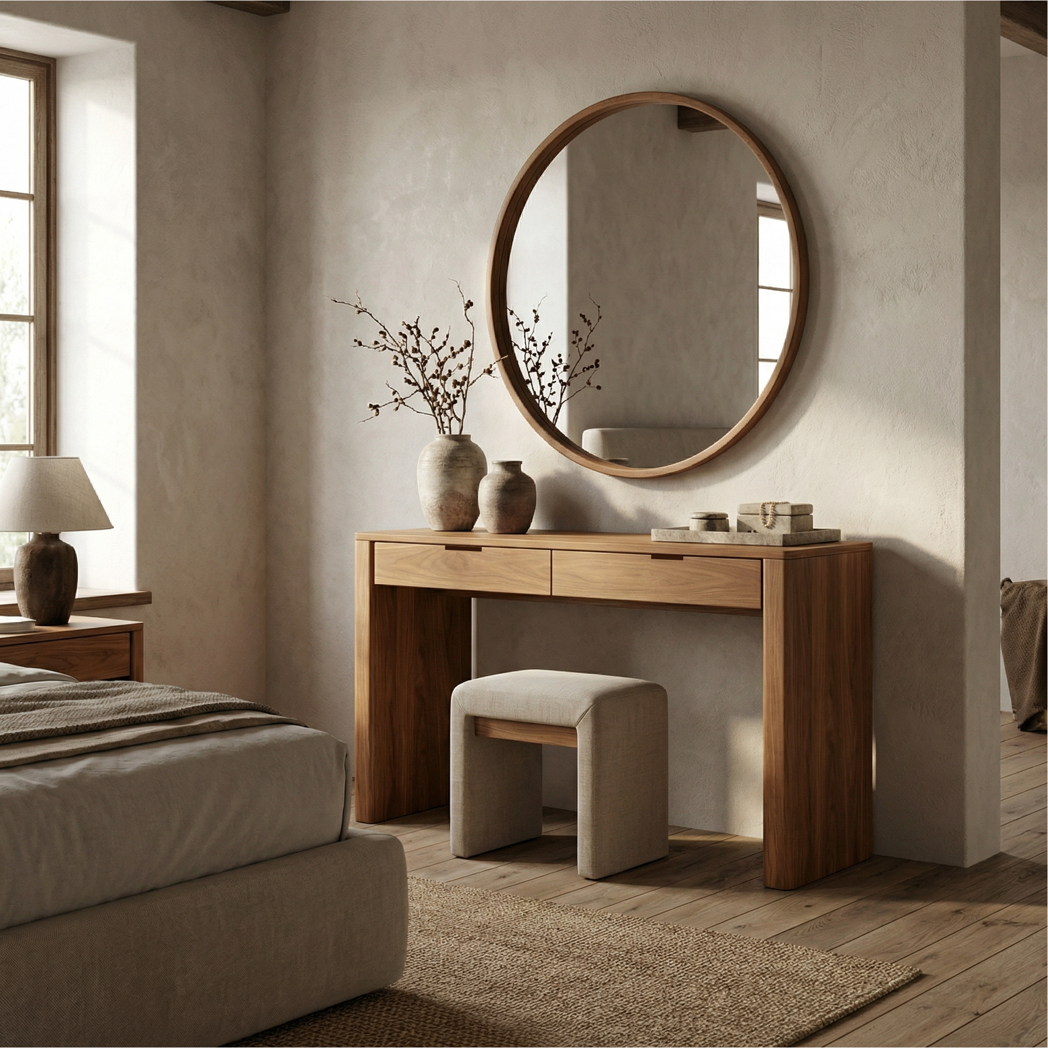 Rustic Dressing Table Natural Wood Organic Handmade Design For Bedroom SINLSABDT056